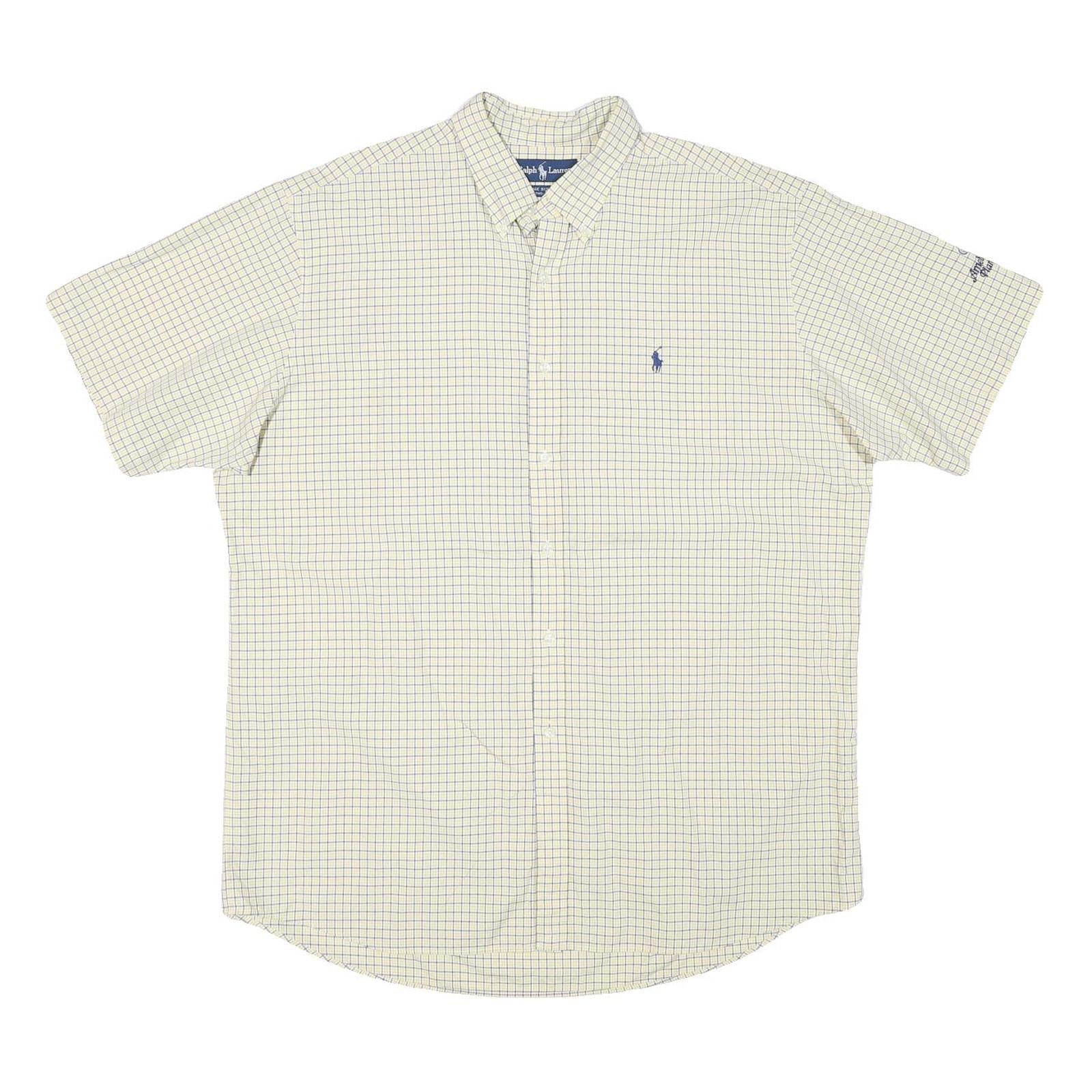 RALPH LAUREN Mens Cream & Blue Checked Shirt L Cotton Blend Short Sleeve Button Refurbished - N/A refurbished available on Cerqular