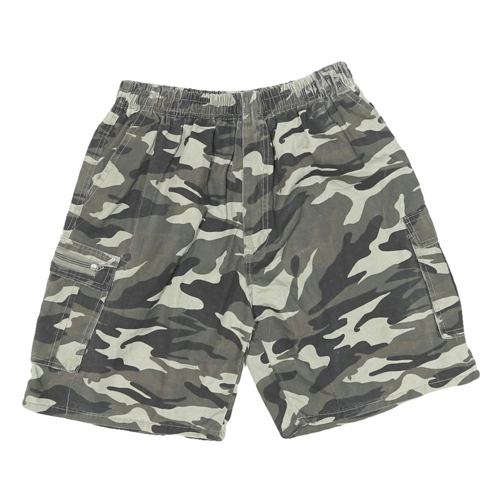 Mens Camouflage Cargo Shorts Cotton Blend XL W28 Elastic Waist Pockets Refurbished - N/A refurbished available on Cerqular