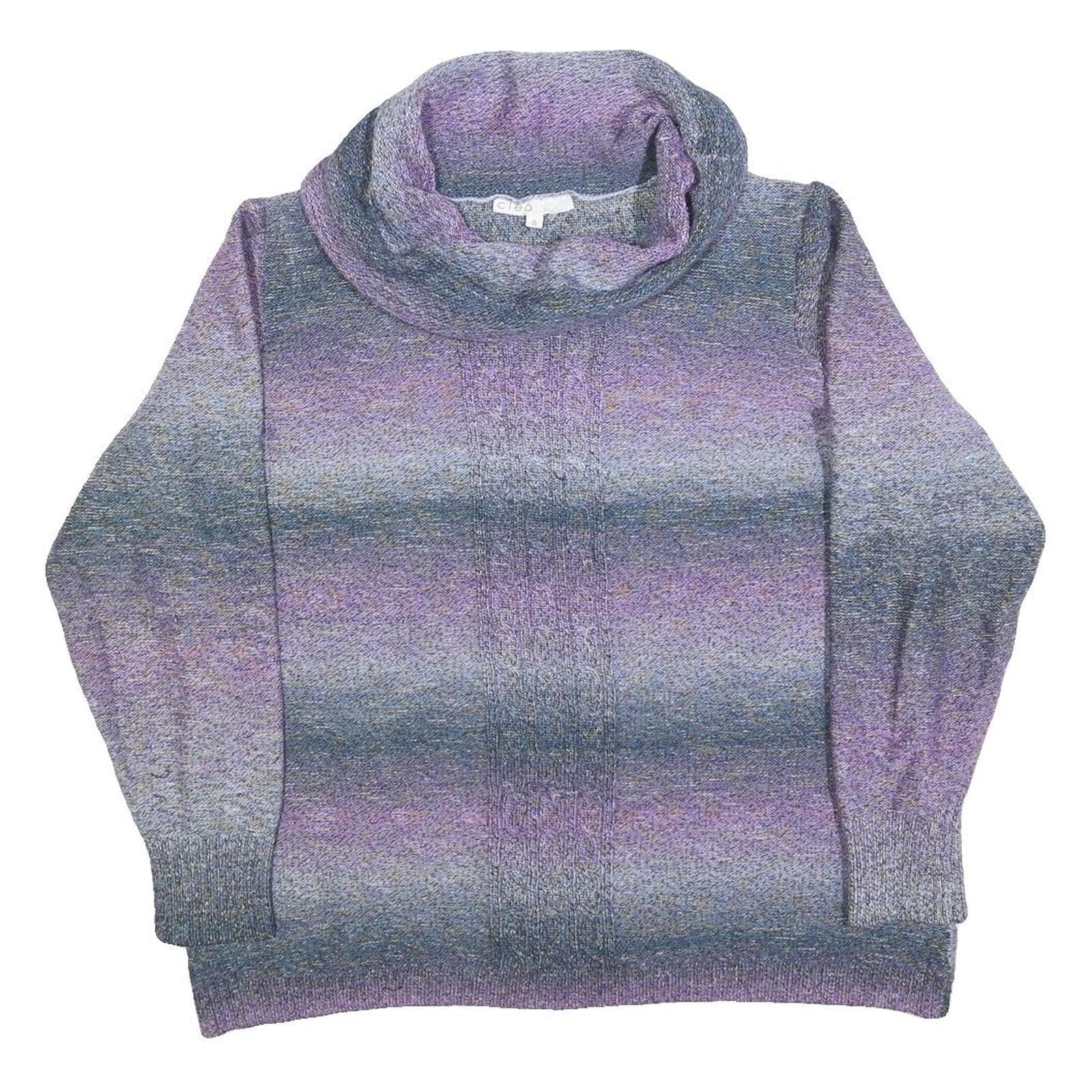 CLEO Womens Purple & Grey Patterned Jumper Roll Neck Cable Knit XL Cotton Blend Refurbished - N/A refurbished available on Cerqular