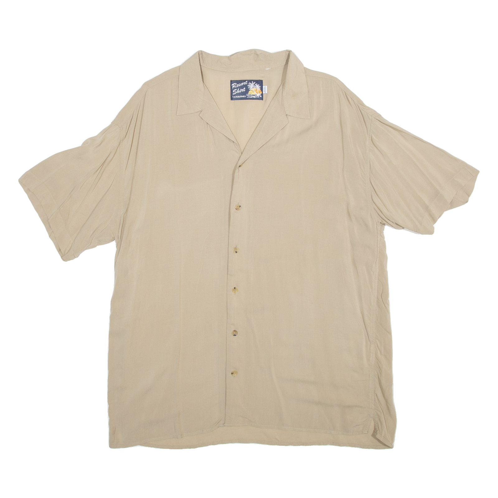 JACK AND JONES Resort Shirt Mens Plain Shirt Brown XL Refurbished - N/A refurbished available on Cerqular
