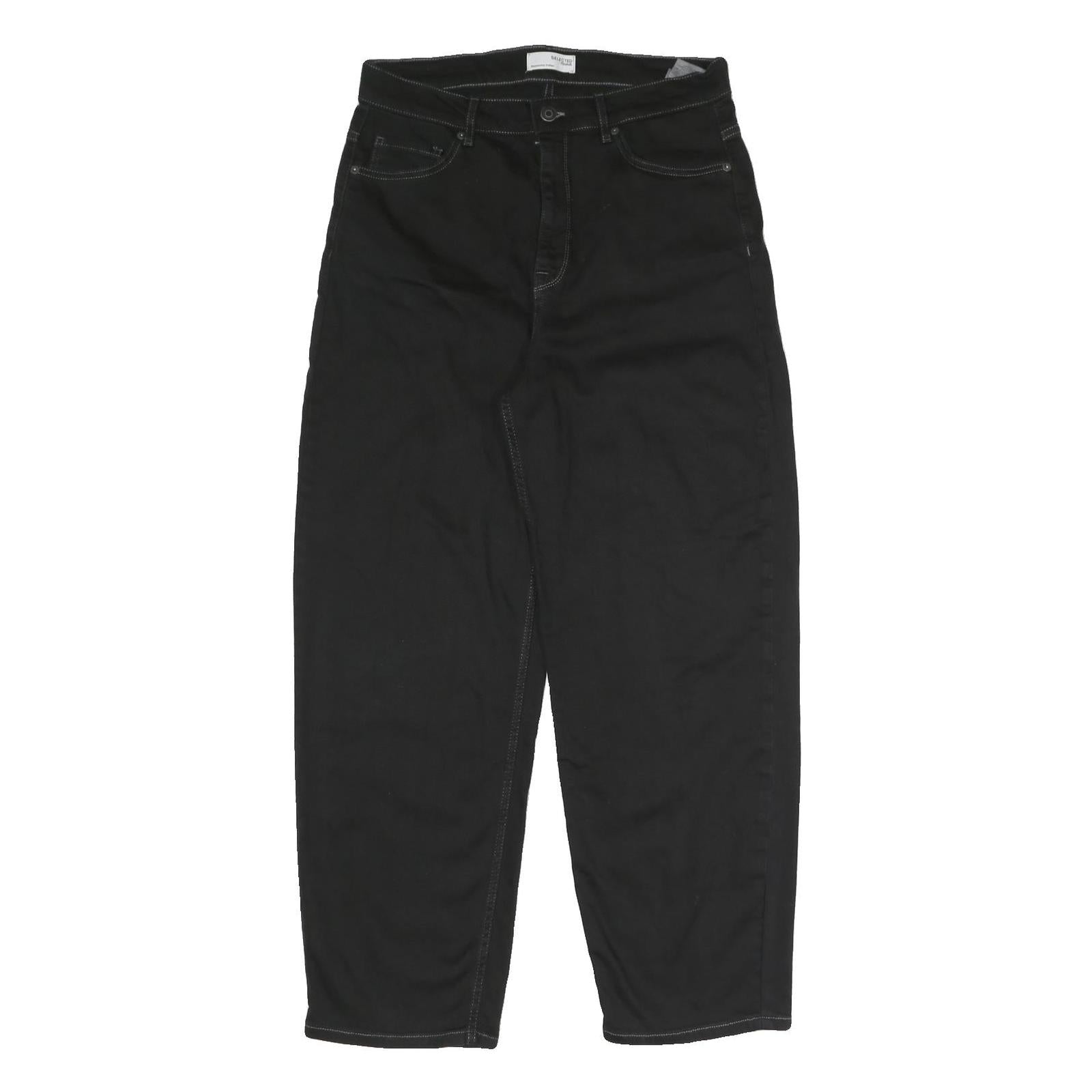 SELECTED FEMME Womens Jeans Black Regular Straight Denim W30 L27 Zip Closure Refurbished - N/A refurbished available on Cerqular