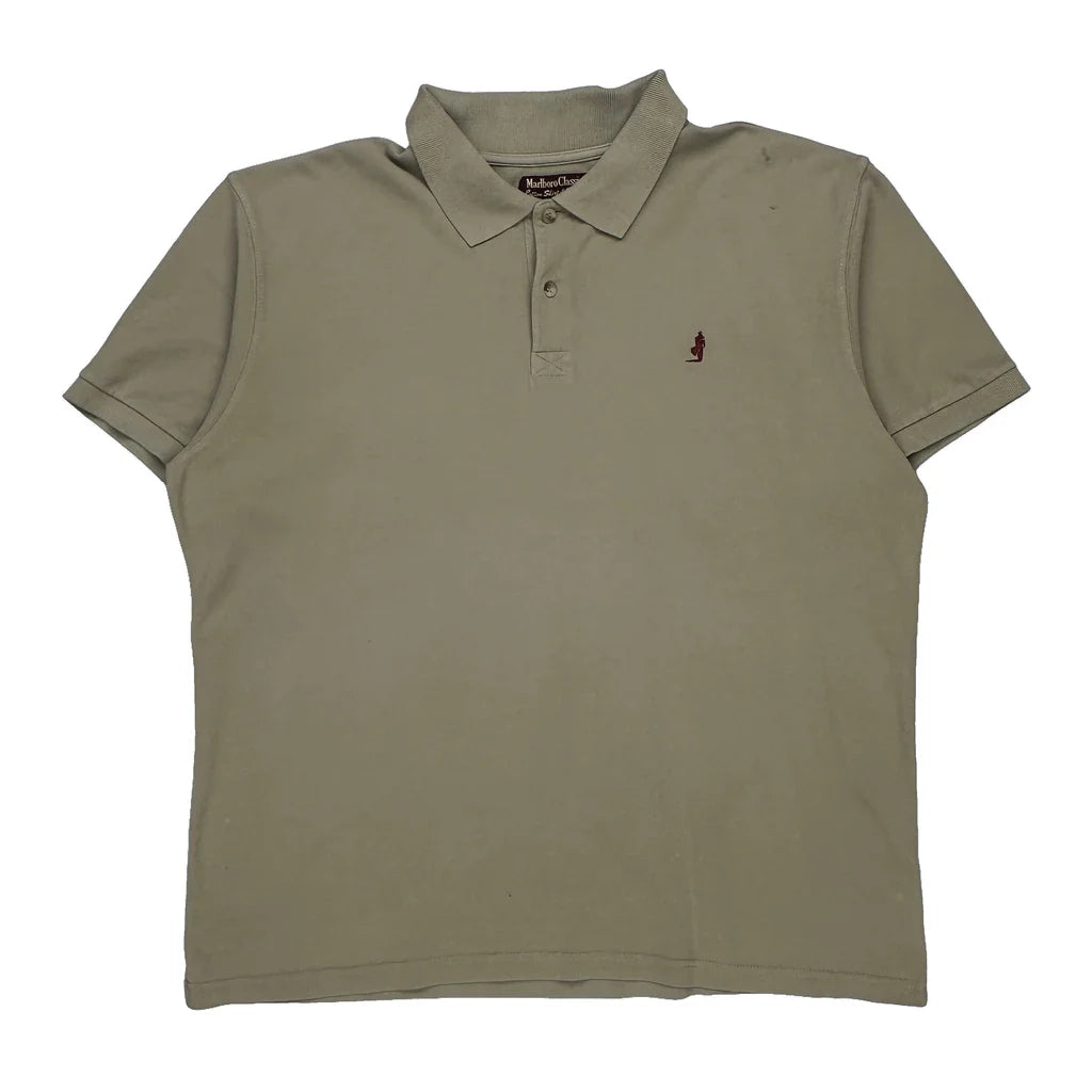 Marlboro Classics Polo Shirt - 2XL Beige Cotton Refurbished - Thrifted (note: this is a term often used to describe second- refurbished available on Cerqular