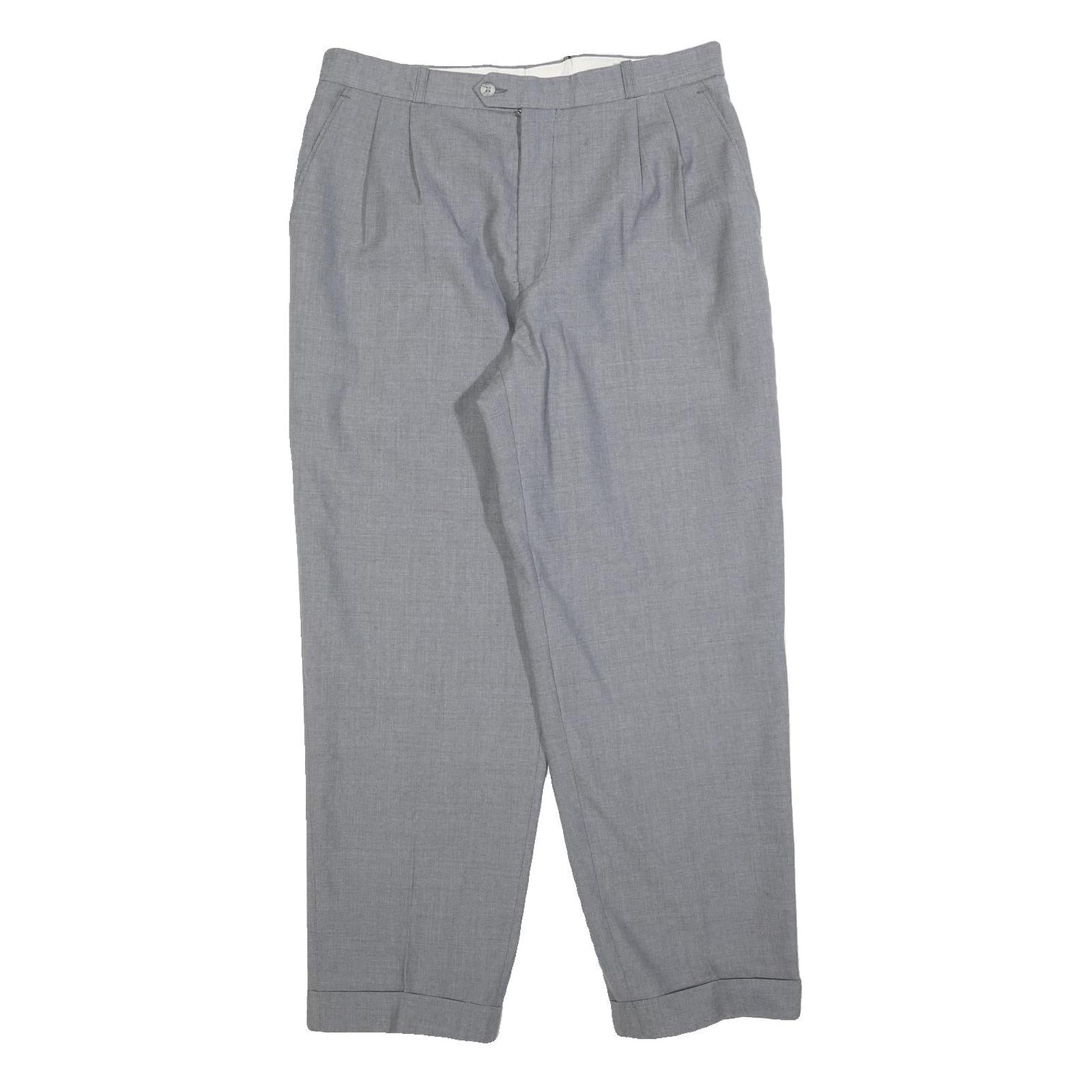 SPENGLER Mens Grey Regular Tapered Trousers W32 L28 Smart Casual Zip Refurbished - N/A refurbished available on Cerqular
