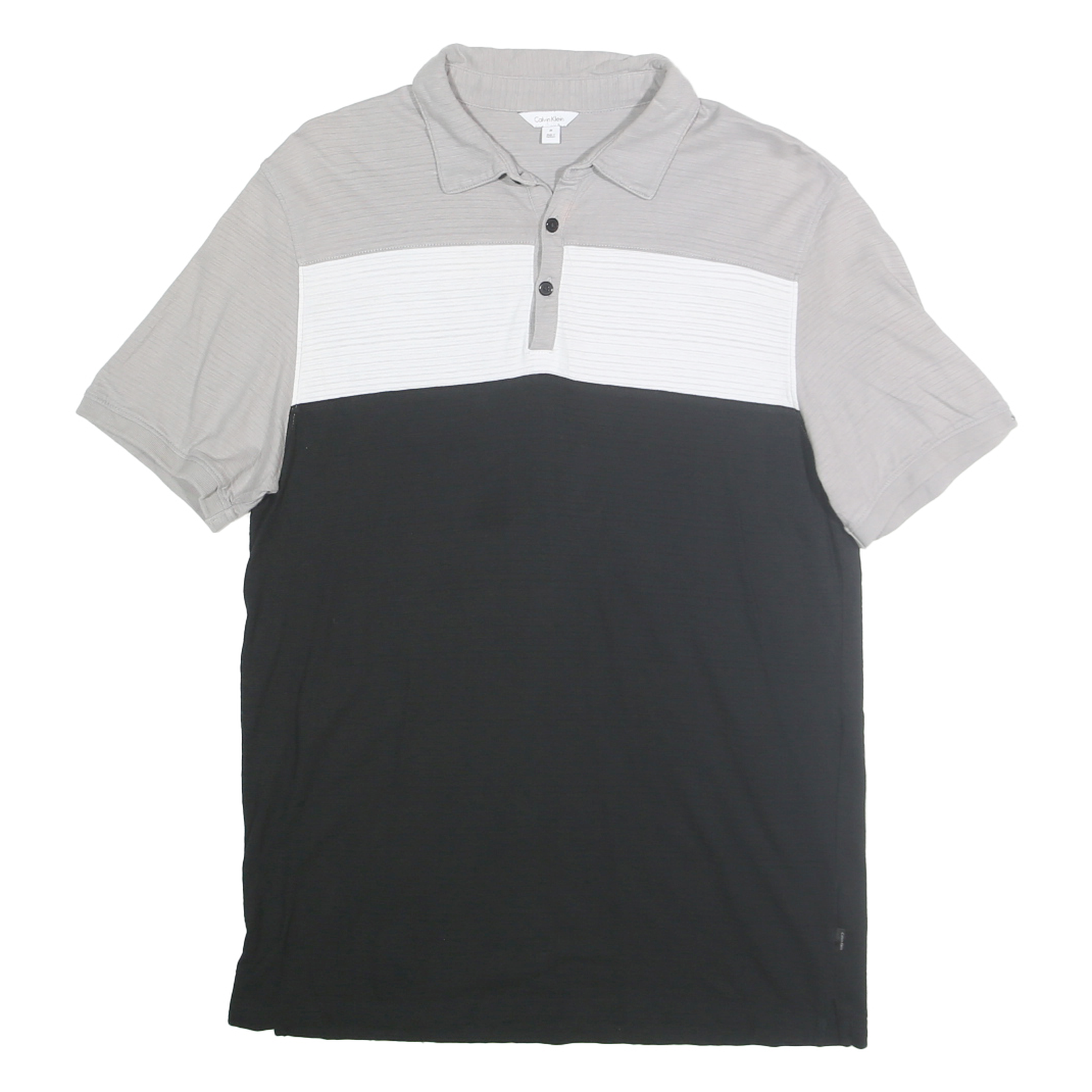 CALVIN KLEIN Mens Grey & White & Black Colourblock Short Sleeve Polo Shirt M Refurbished - N/A refurbished available on Cerqular