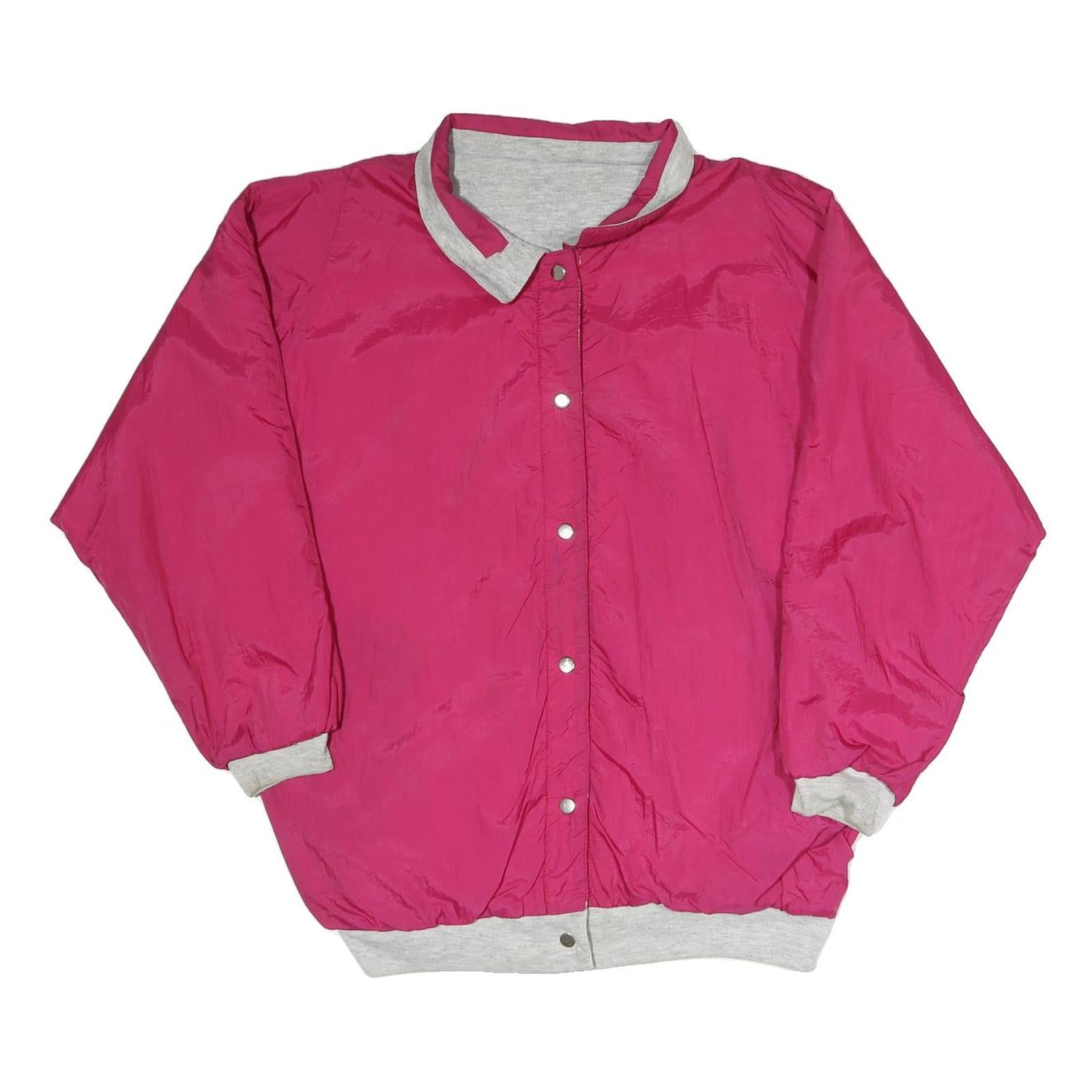 Womens Pink & Grey Plain Button Jacket M Polyester Blend Casual Light Layer Refurbished - N/A refurbished available on Cerqular