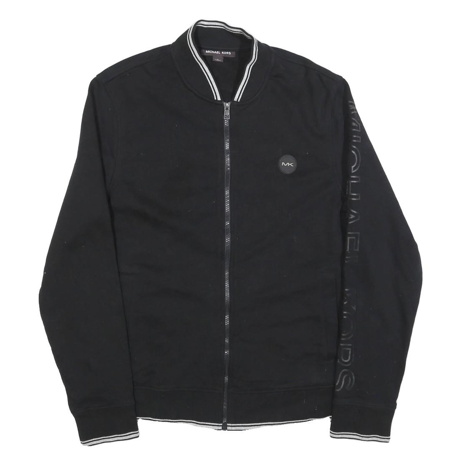 MICHAEL KORS Womens Black Bomber Jacket L Cotton Blend Plain Zip Stylish Refurbished - N/A refurbished available on Cerqular