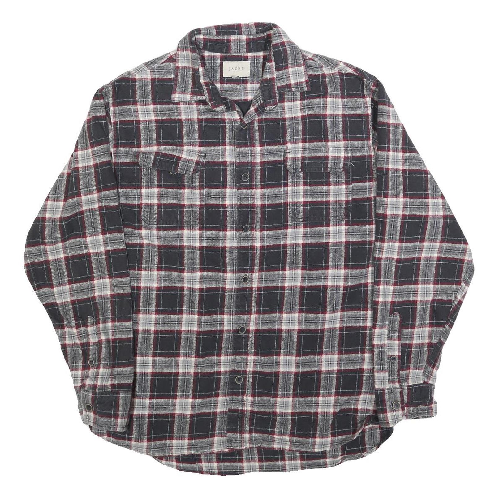JACHS Mens Black & Grey Check Shirt L Cotton Blend Long Sleeve Casual Refurbished - N/A refurbished available on Cerqular