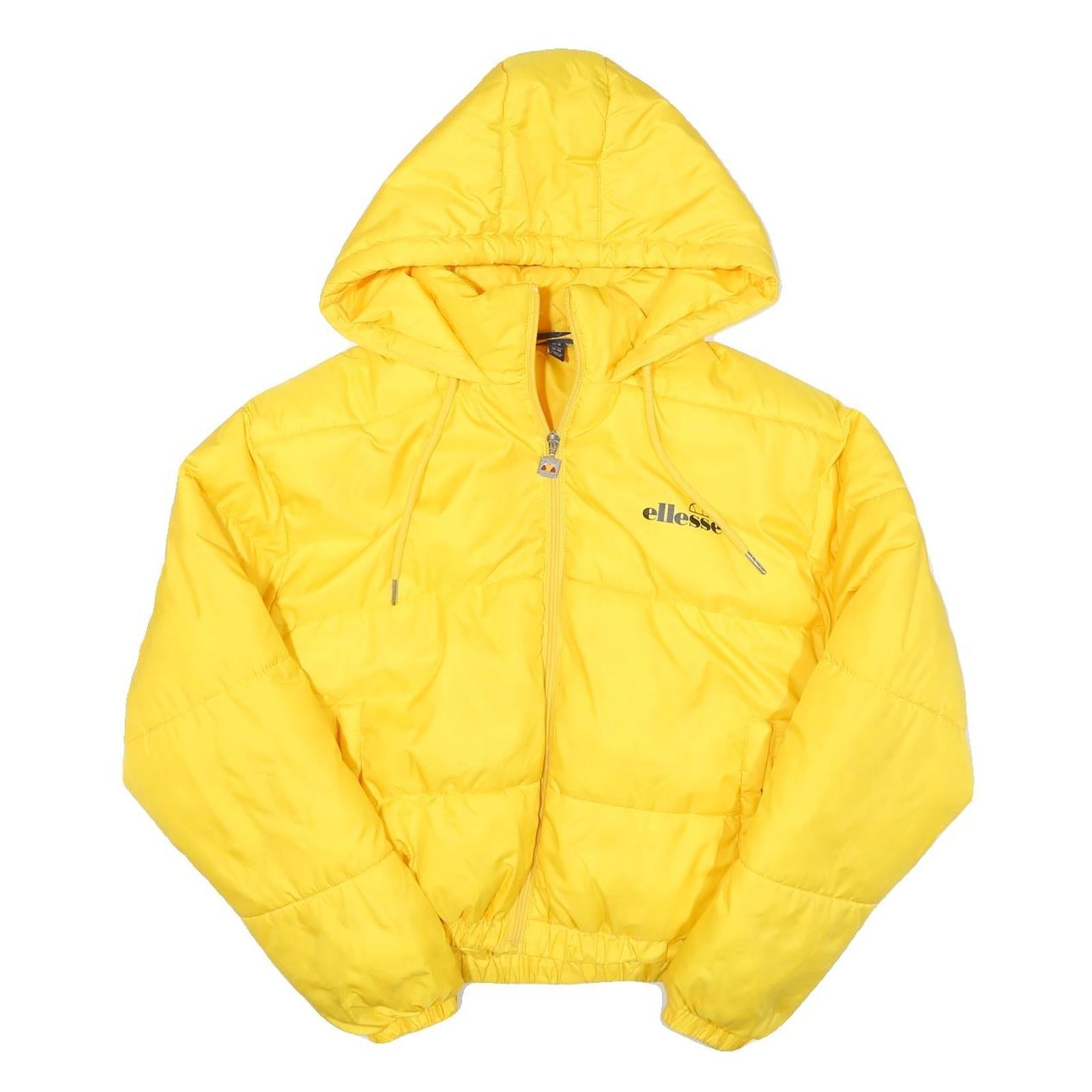 ELLESSE Womens Yellow Hooded Puffer Jacket UK 10 Polyester Blend Zip Logo Refurbished - N/A refurbished available on Cerqular