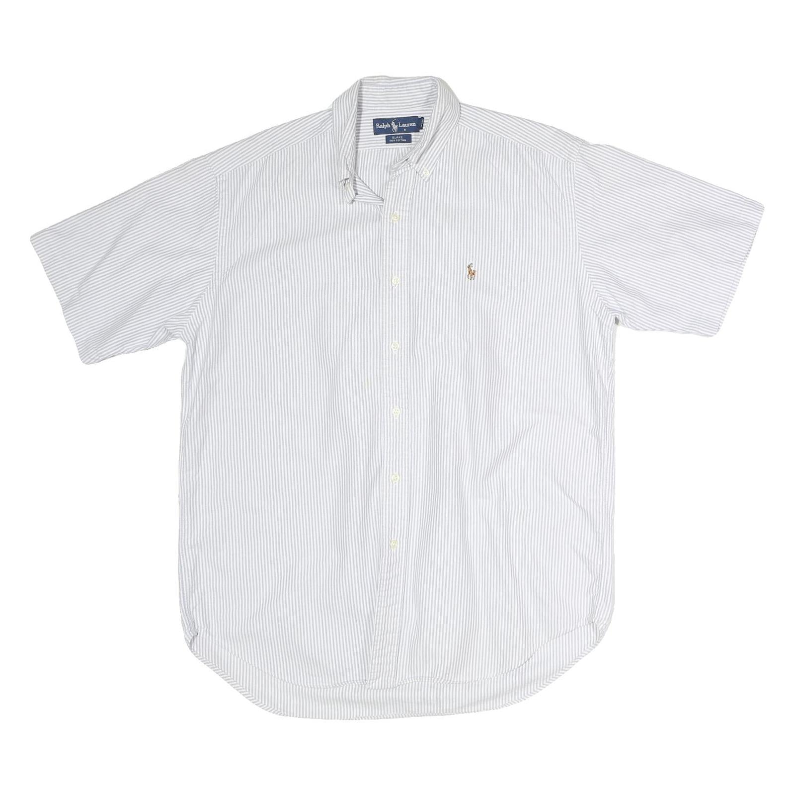RALPH LAUREN Mens White & Grey Striped Classic Fit M Cotton Shirt Button Down Refurbished - N/A refurbished available on Cerqular