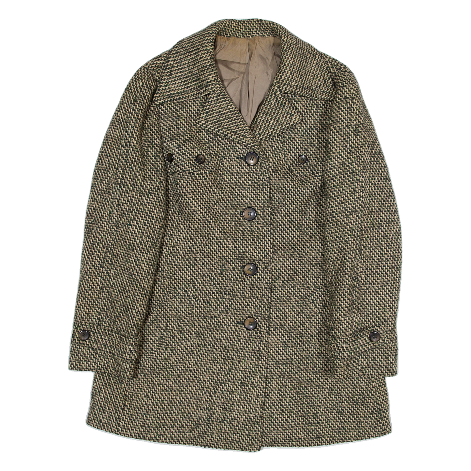 GASSET Womens Overcoat Jacket Brown Wool Herringbone M Refurbished - N/A refurbished available on Cerqular