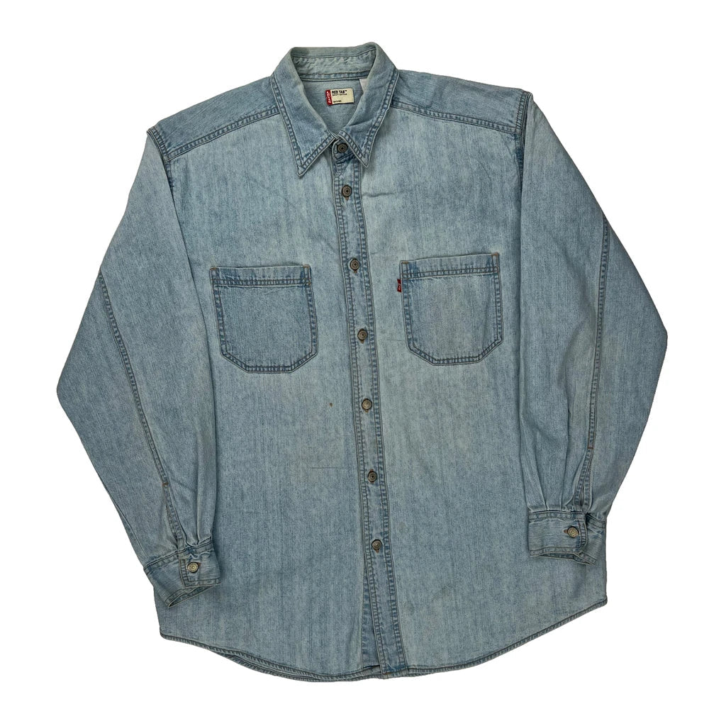 Levis Denim Shirt - Large Light Wash Denim Refurbished - Thrifted (note: this is a term often used to describe second- refurbished available on Cerqular