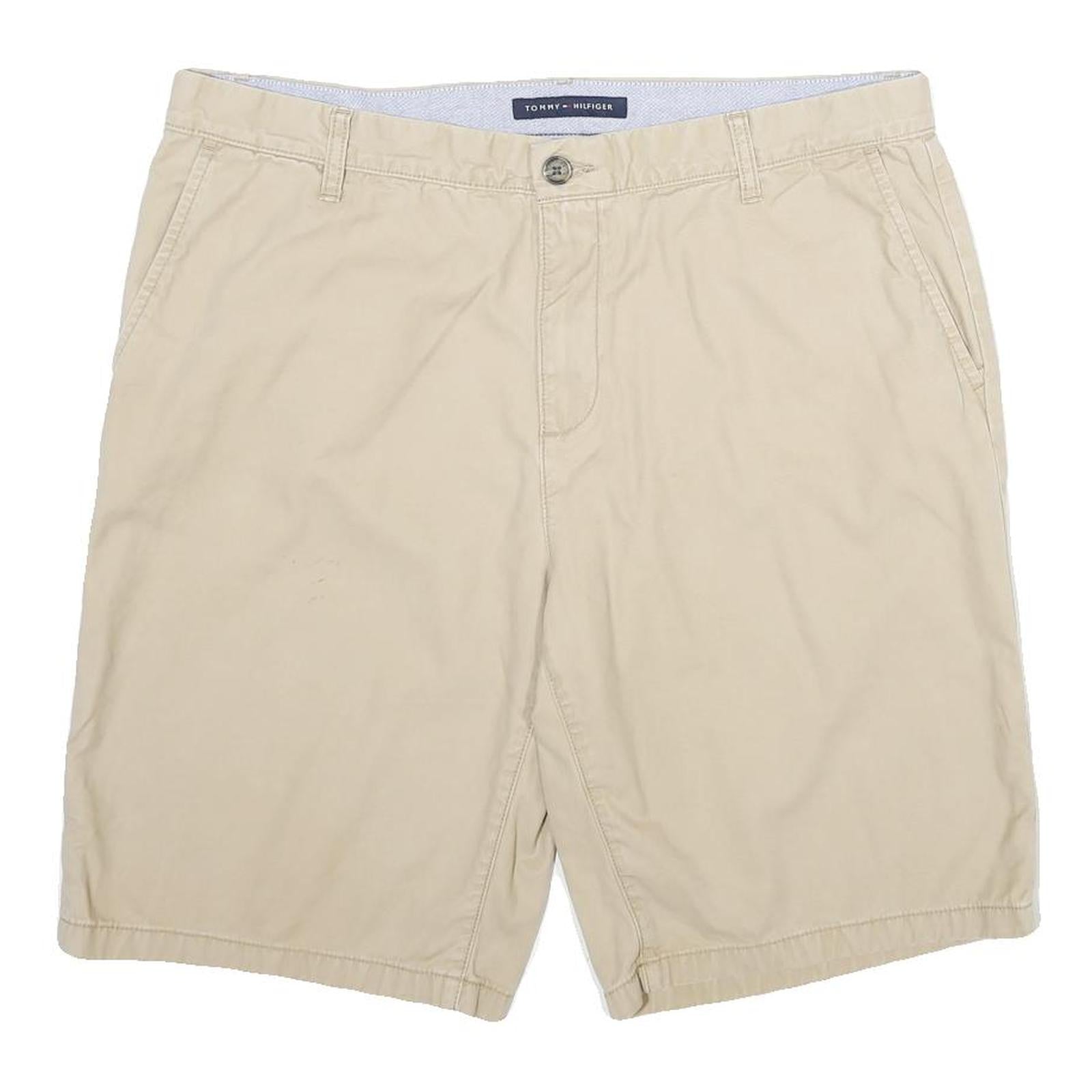 TOMMY HILFIGER Mens Beige Casual Shorts L W36 Classic Cotton Button Plain Refurbished - N/A refurbished available on Cerqular