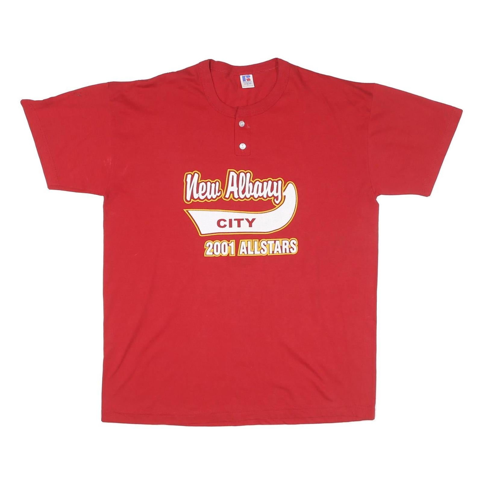 RUSSELL ATHLETIC Mens Red New Albany City 2001 Allstars Graphic T-Shirt XL Short Refurbished - N/A refurbished available on Cerqular