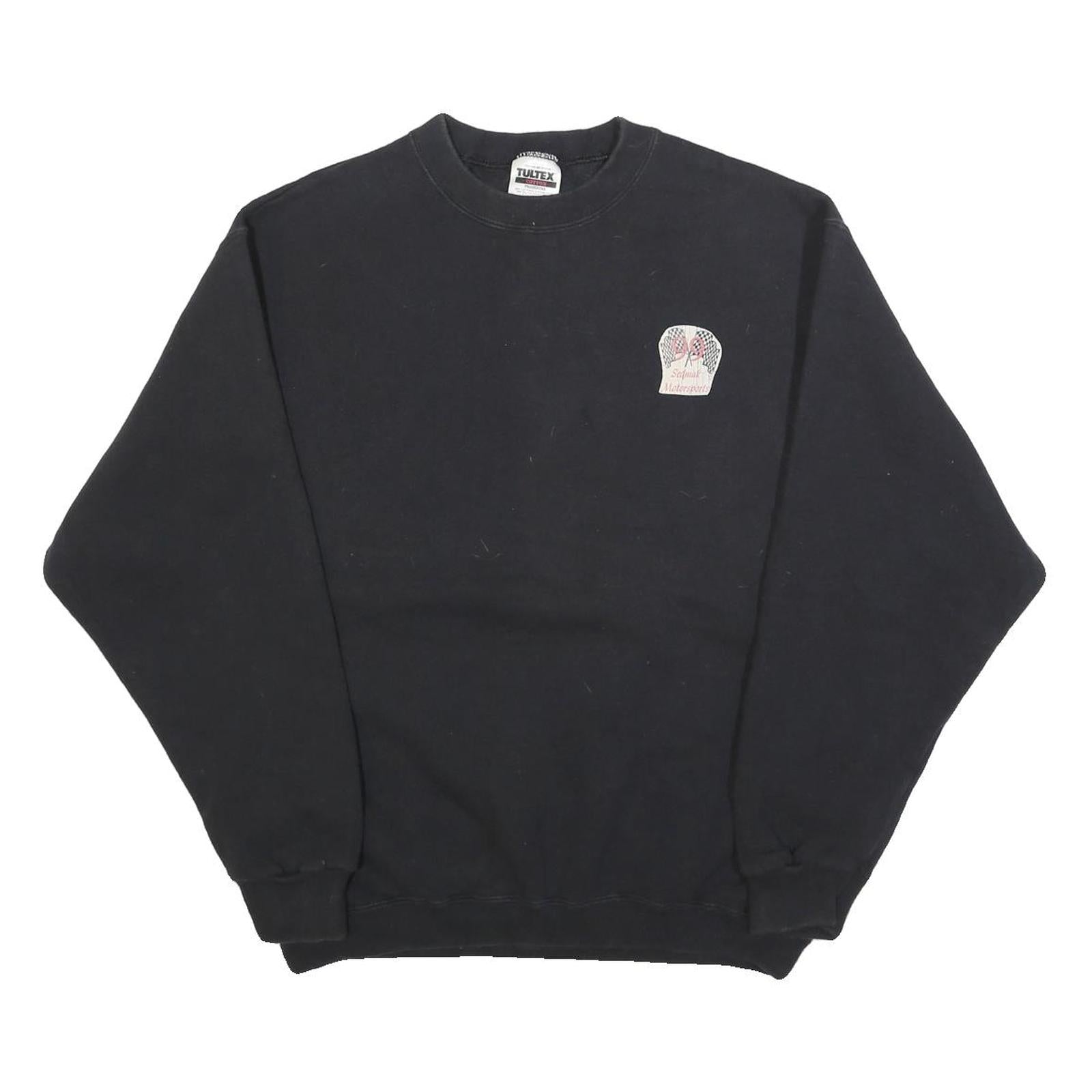 TULTEX Mens Black Cotton Blend Crew Neck M World Class Racing Sweatshirt Refurbished - N/A refurbished available on Cerqular