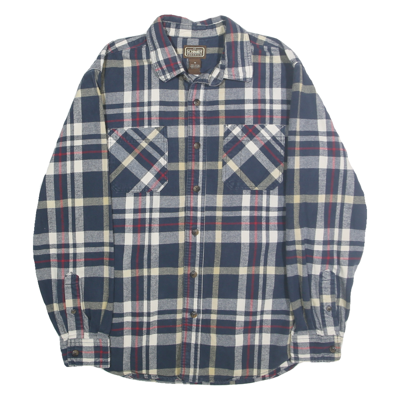 CE SCHMIDT Mens Blue Beige Red Check Shirt M Cotton Long Sleeve Casual Workwear Refurbished - N/A refurbished available on Cerqular