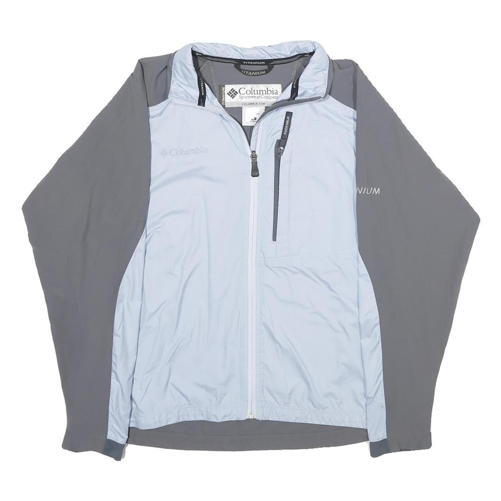 COLUMBIA Womens Light Blue & Grey Titanium Zip Jacket M Polyester Blend Outdoor Refurbished - N/A refurbished available on Cerqular