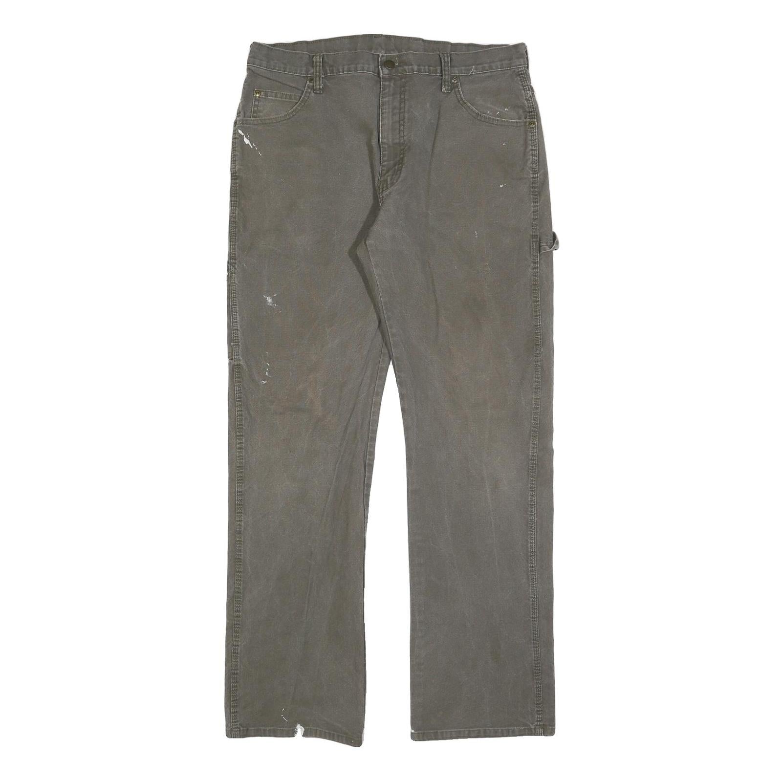 DICKIES Mens Cotton Blend Grey Regular Straight Trousers W34 L32 Workwear Refurbished - N/A refurbished available on Cerqular