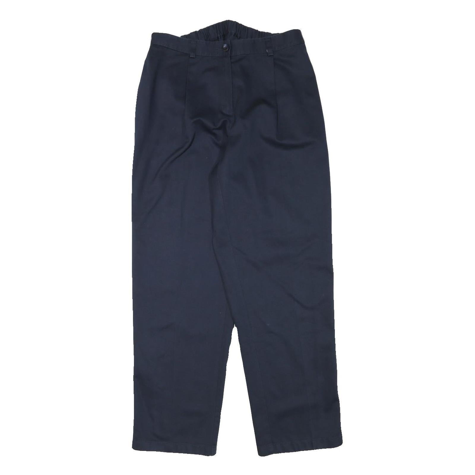 Womens Relaxed Navy Blue Cotton Blend Trousers W29 L30 Zip Closure Refurbished - N/A refurbished available on Cerqular