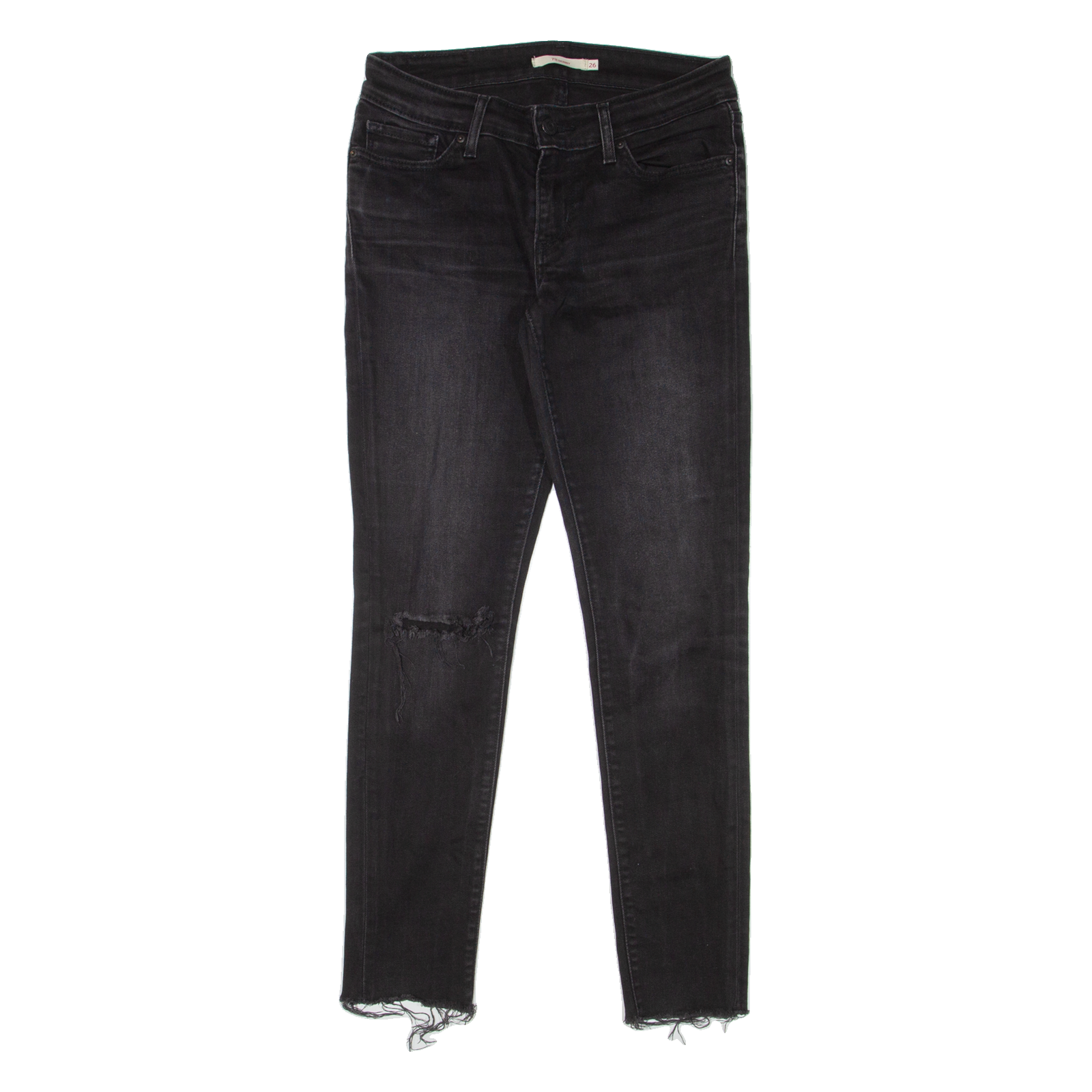 LEVI'S 711 Distressed Womens Jeans Black Slim Skinny W26 L27 Refurbished - N/A refurbished available on Cerqular