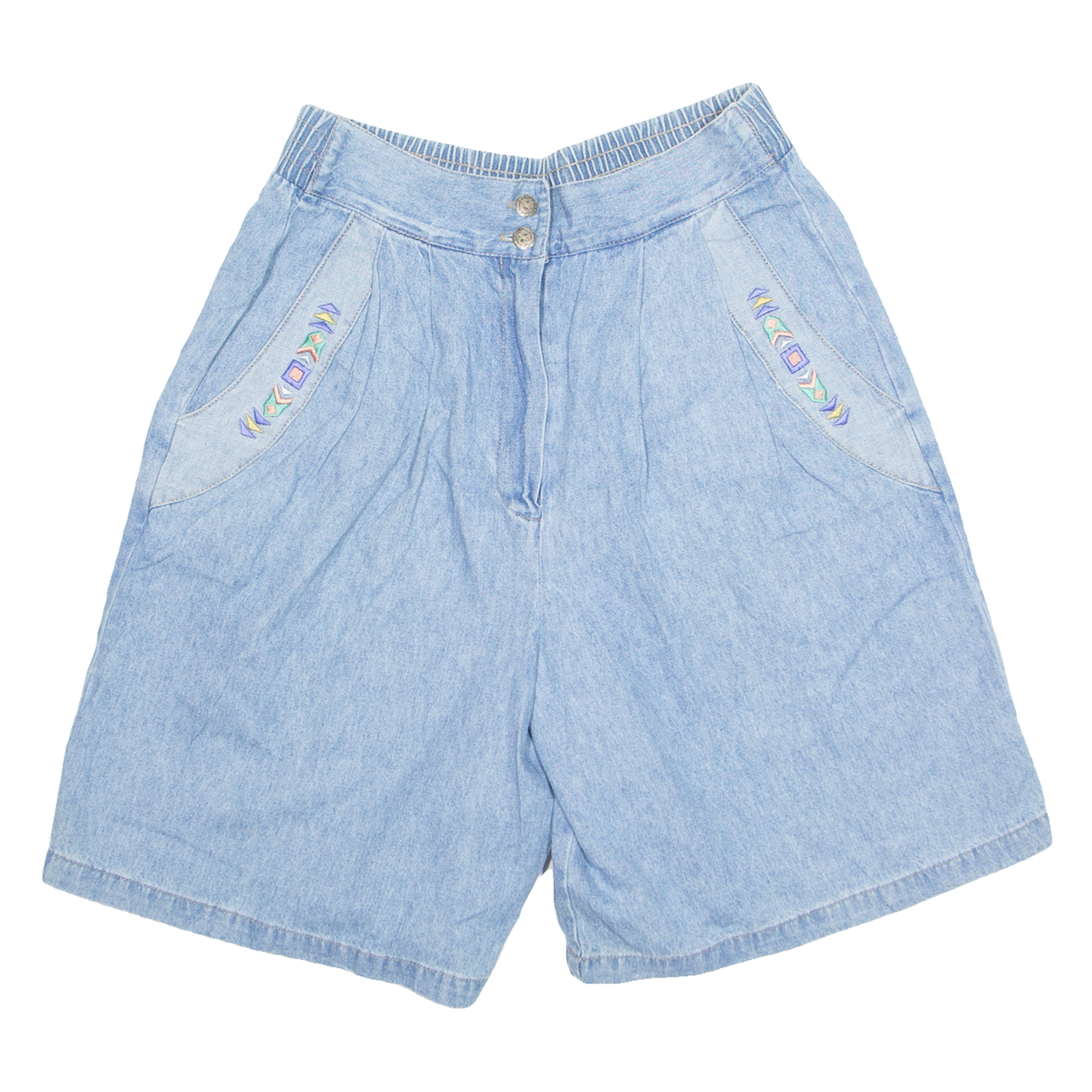 US INFO Chino Style Womens Denim Shorts Blue S W28 Refurbished - N/A refurbished available on Cerqular