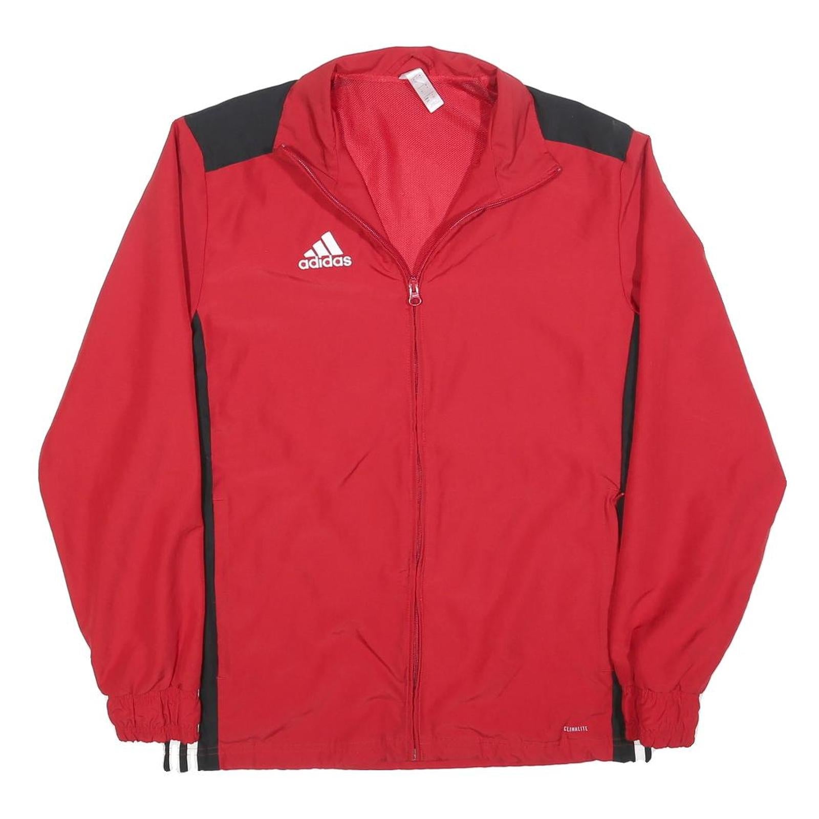 ADIDAS Mens Red & Black Lightweight Jacket S Polyester Zip Plain Sportswear Refurbished - N/A refurbished available on Cerqular