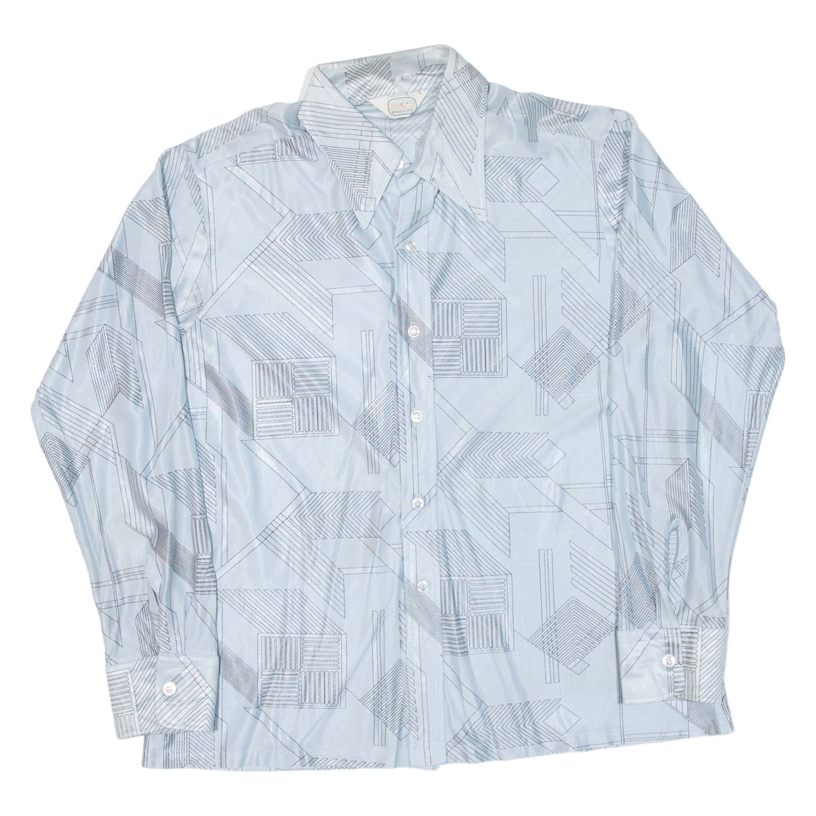 BEELINE FASHION Mens Shirt Blue Crazy Pattern Long Sleeve L Refurbished - N/A refurbished available on Cerqular