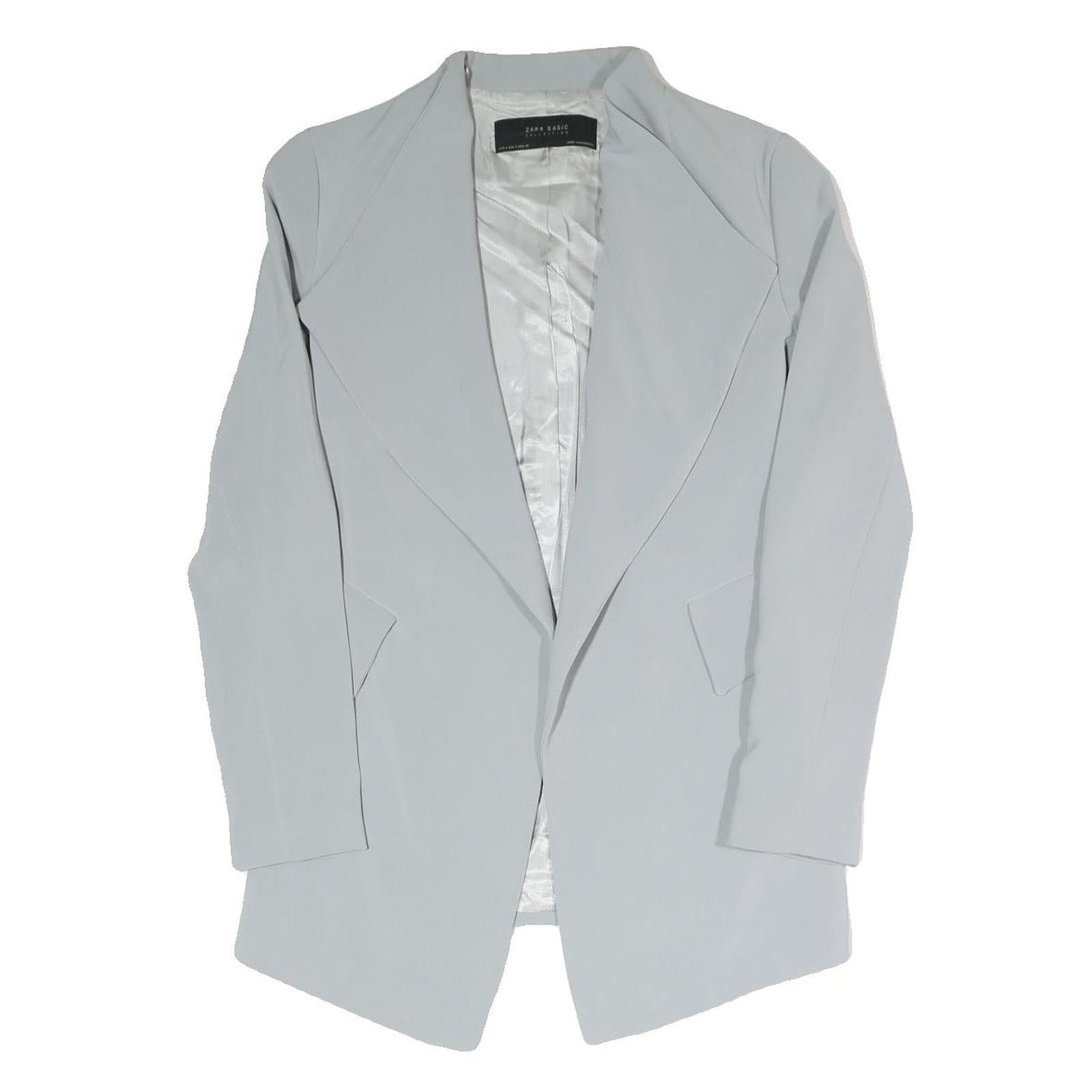 ZARA Womens Light Grey Tailored Jacket S Polyester Blend Plain Elegant Formal Refurbished - N/A refurbished available on Cerqular