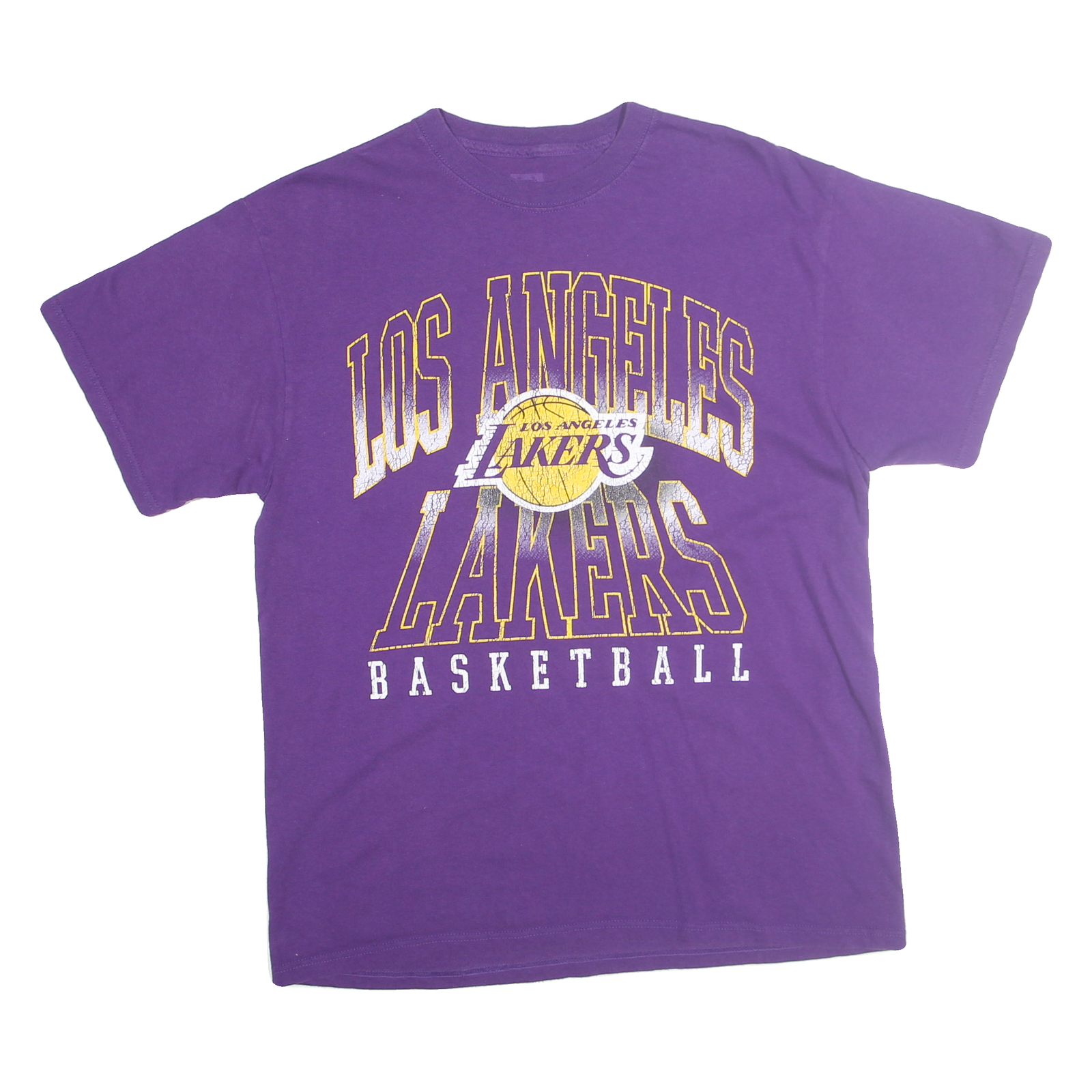 LOS ANGELES LAKERS Mens Purple Basketball Graphic T-Shirt M Short Sleeve Crew Refurbished - N/A refurbished available on Cerqular