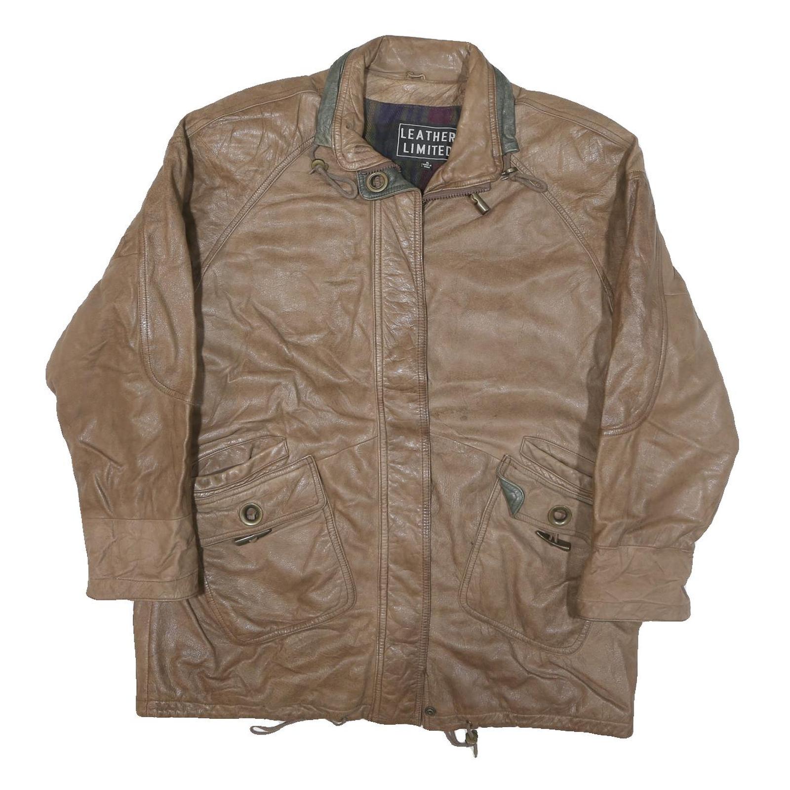 LEATHER LIMITED Womens Brown Leather Zip Jacket XL Leather Distressed Style Refurbished - N/A refurbished available on Cerqular