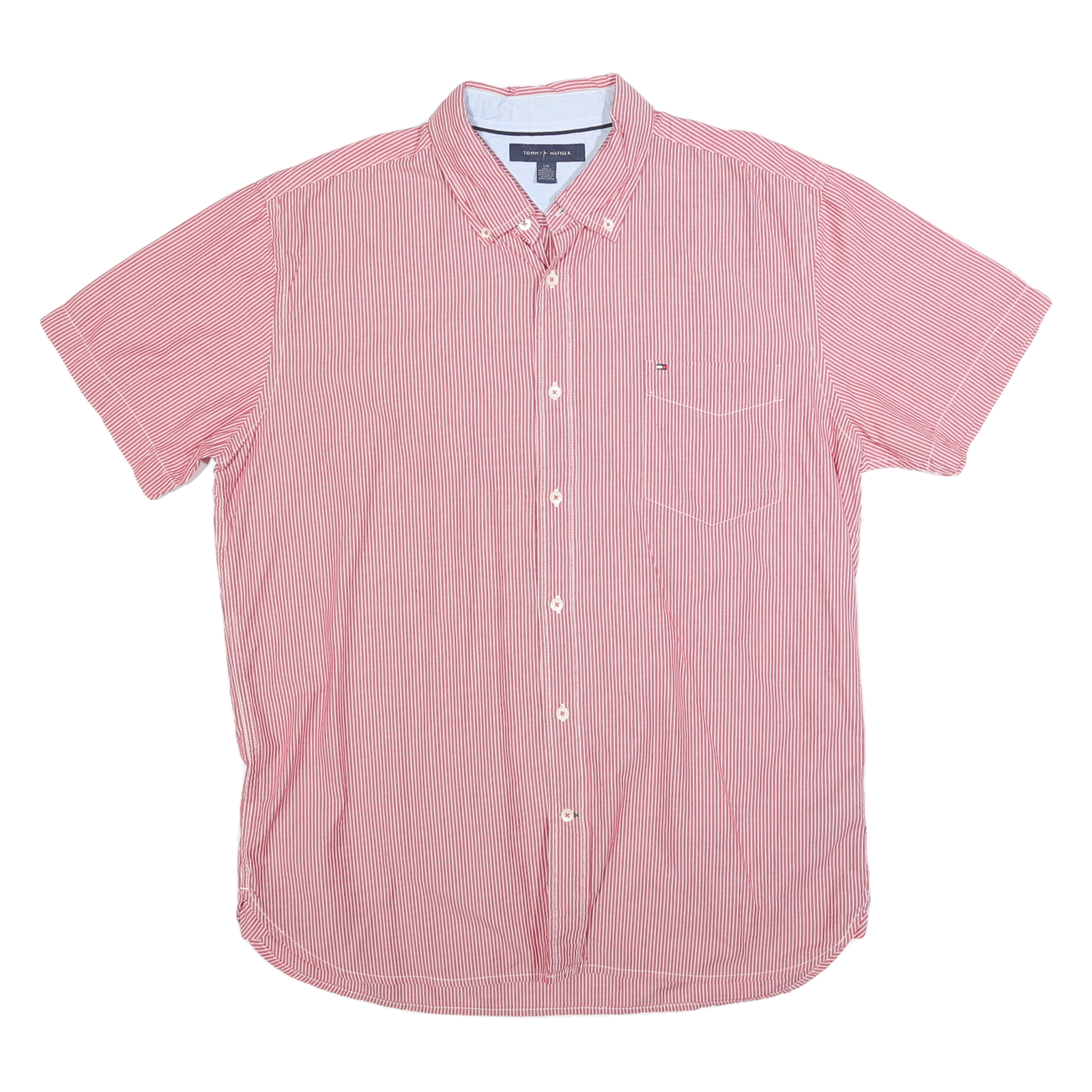 TOMMY HILFIGER Mens Red & White Stripe Shirt Cotton Blend M Casual Classic Refurbished - N/A refurbished available on Cerqular