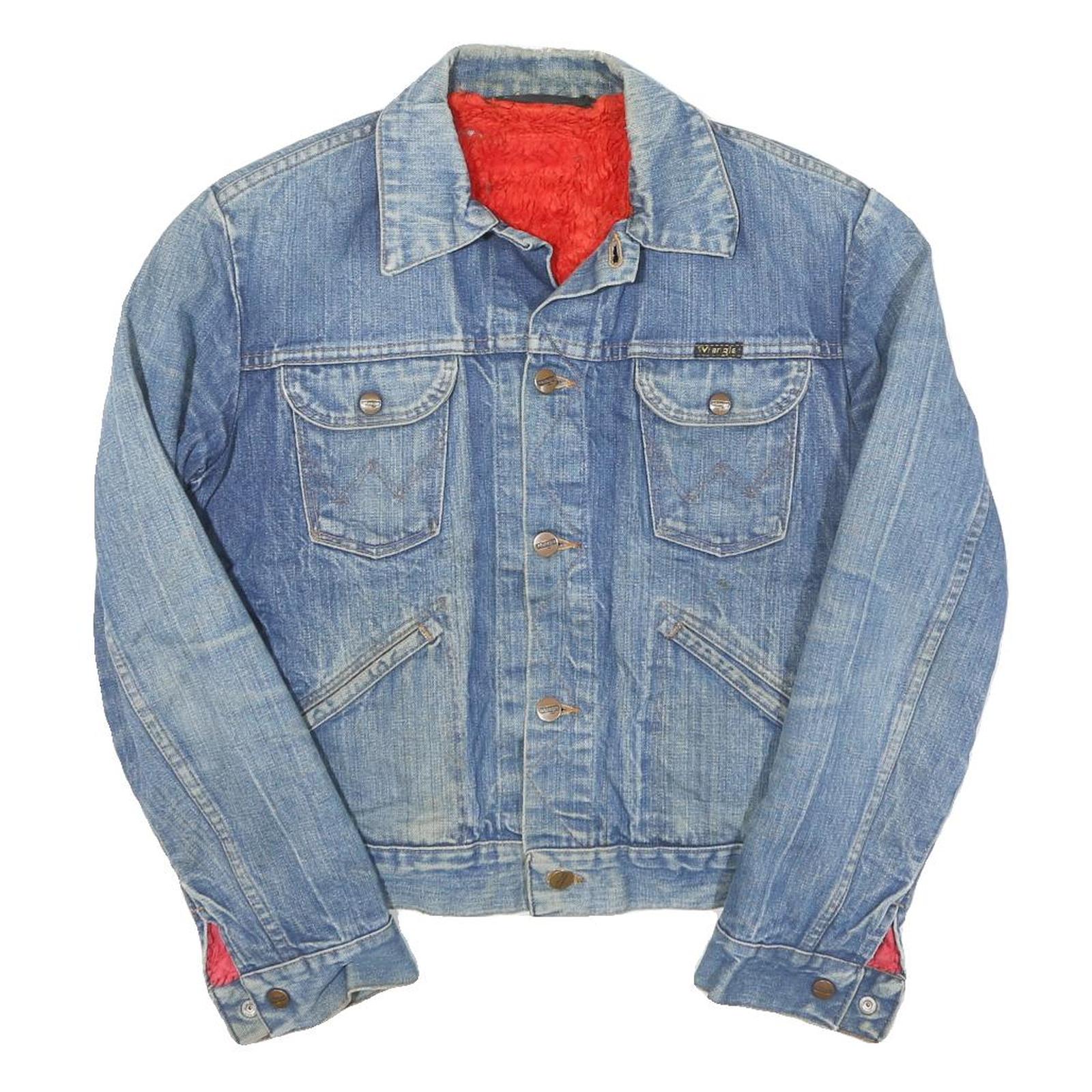 WRANGLER Mens Blue Button Cotton Blend Denim Jacket XS Casual Vintage Style Refurbished - N/A refurbished available on Cerqular