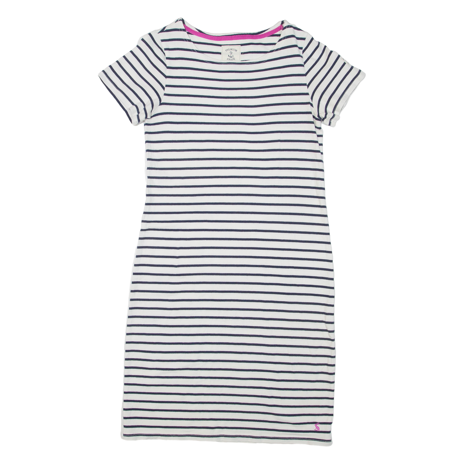 JOULES Womens T-Shirt Dress White Striped Short Sleeve Knee Length UK 10 Refurbished - N/A refurbished available on Cerqular