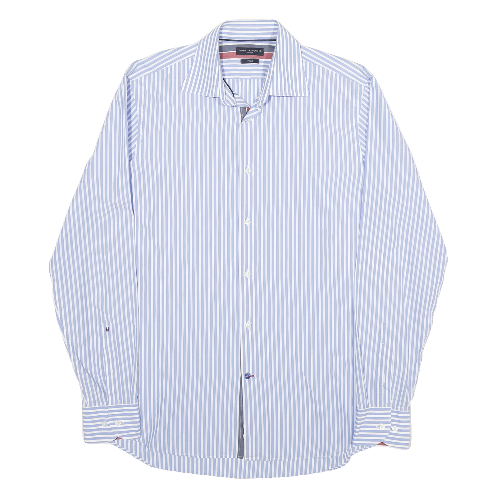 TOMMY HILFIGER Mens Blue & White Striped Shirt M Classic Fit Cotton Blend Refurbished - N/A refurbished available on Cerqular