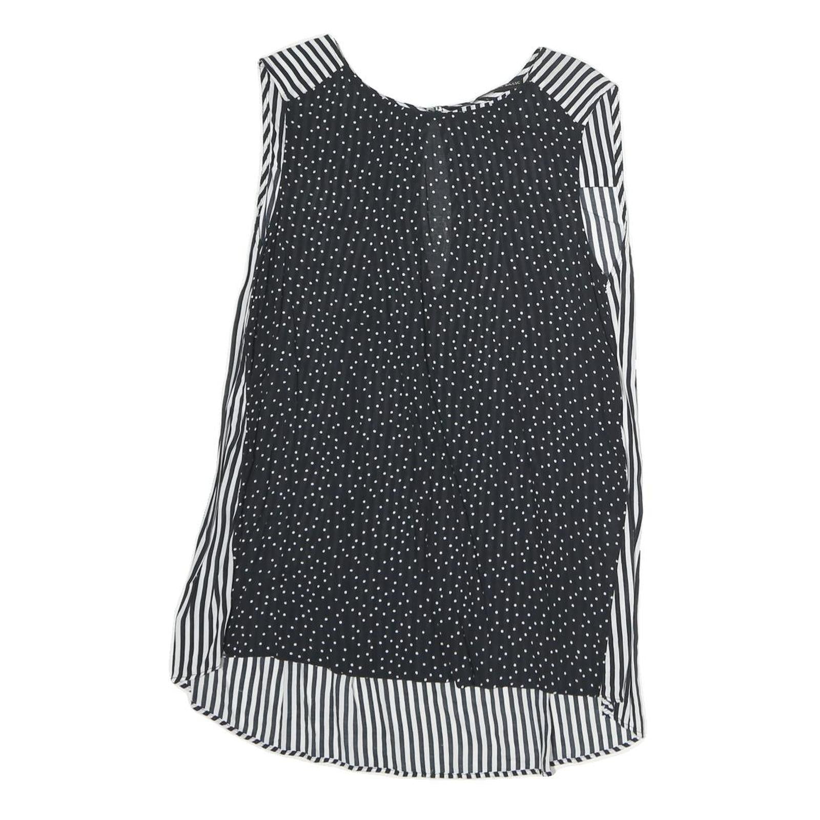 ZARA Womens Black & White Polka Dot & Stripe Sleeveless Top S Lightweight Refurbished - N/A refurbished available on Cerqular