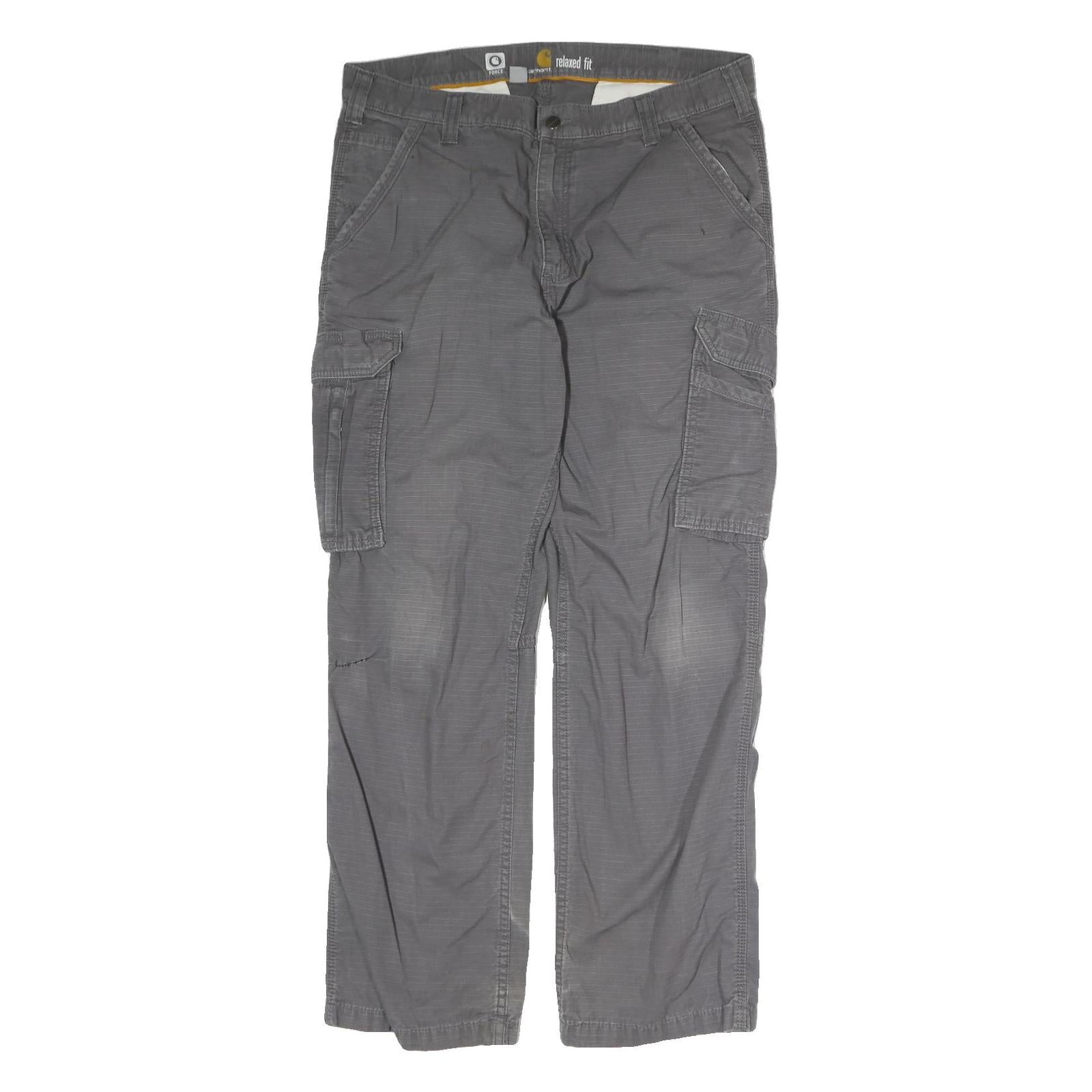CARHARTT Mens Regular Grey Relaxed Fit Cargo Trousers W36 L32 Workwear Utility Refurbished - N/A refurbished available on Cerqular