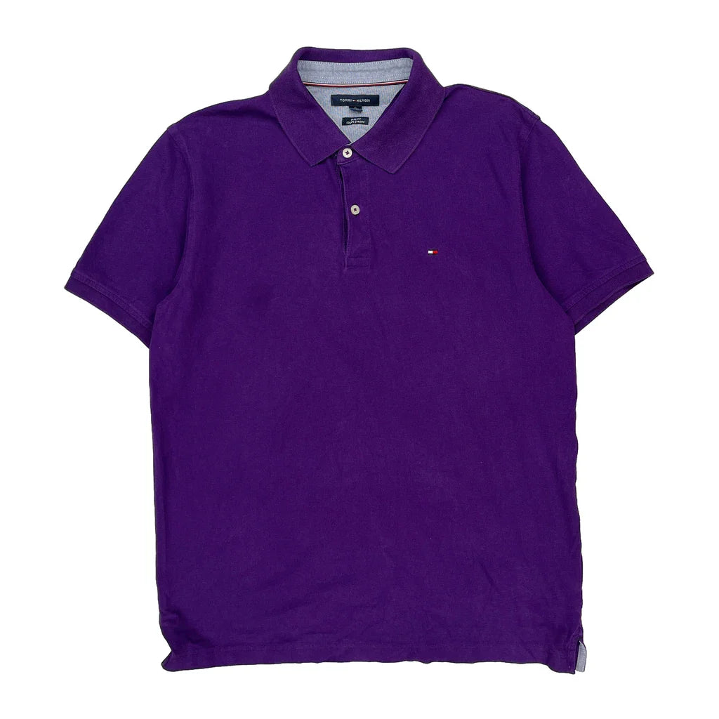Tommy Hilfiger Slim Fit Polo Shirt - XL Purple Cotton Refurbished - Thrifted (note: this is a term often used to describe second- refurbished available on Cerqular