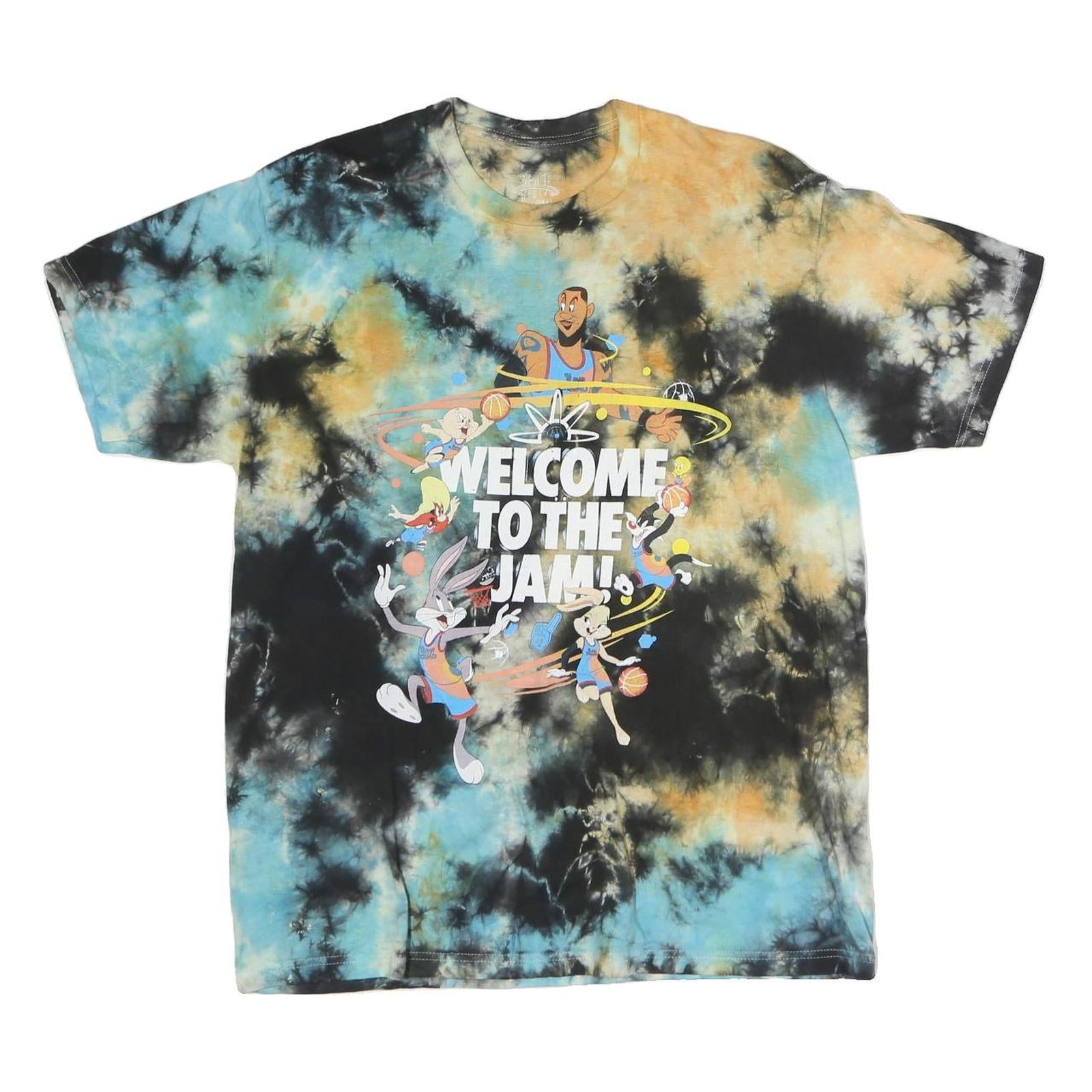 SPACE JAM Mens Blue & Beige Tie Dye Graphic T-Shirt M Short Sleeve Crew Neck Refurbished - N/A refurbished available on Cerqular