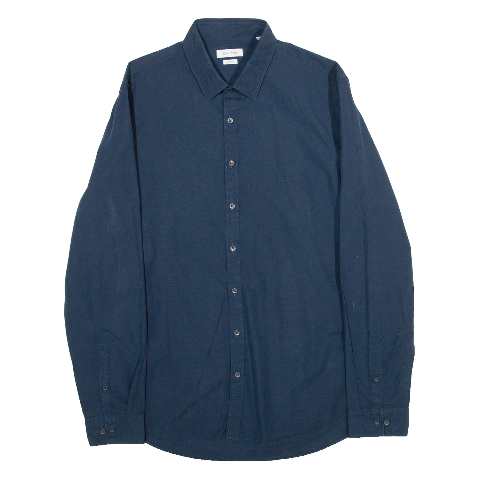 CALVIN KLEIN Slim Fit Mens Plain Shirt Blue Long Sleeve M Refurbished - N/A refurbished available on Cerqular
