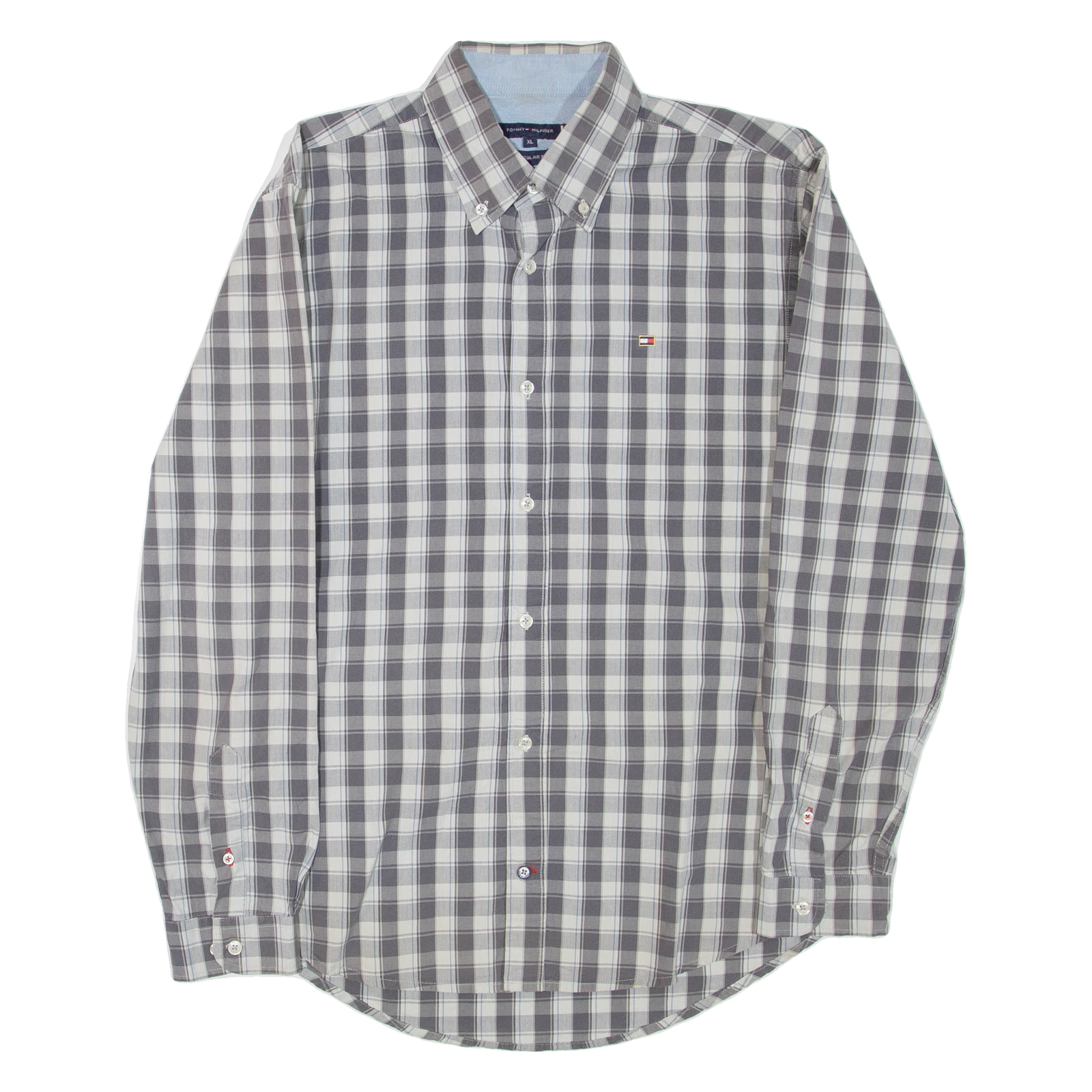 TOMMY HILFIGER Mens Shirt Grey Check Long Sleeve XL Refurbished - N/A refurbished available on Cerqular