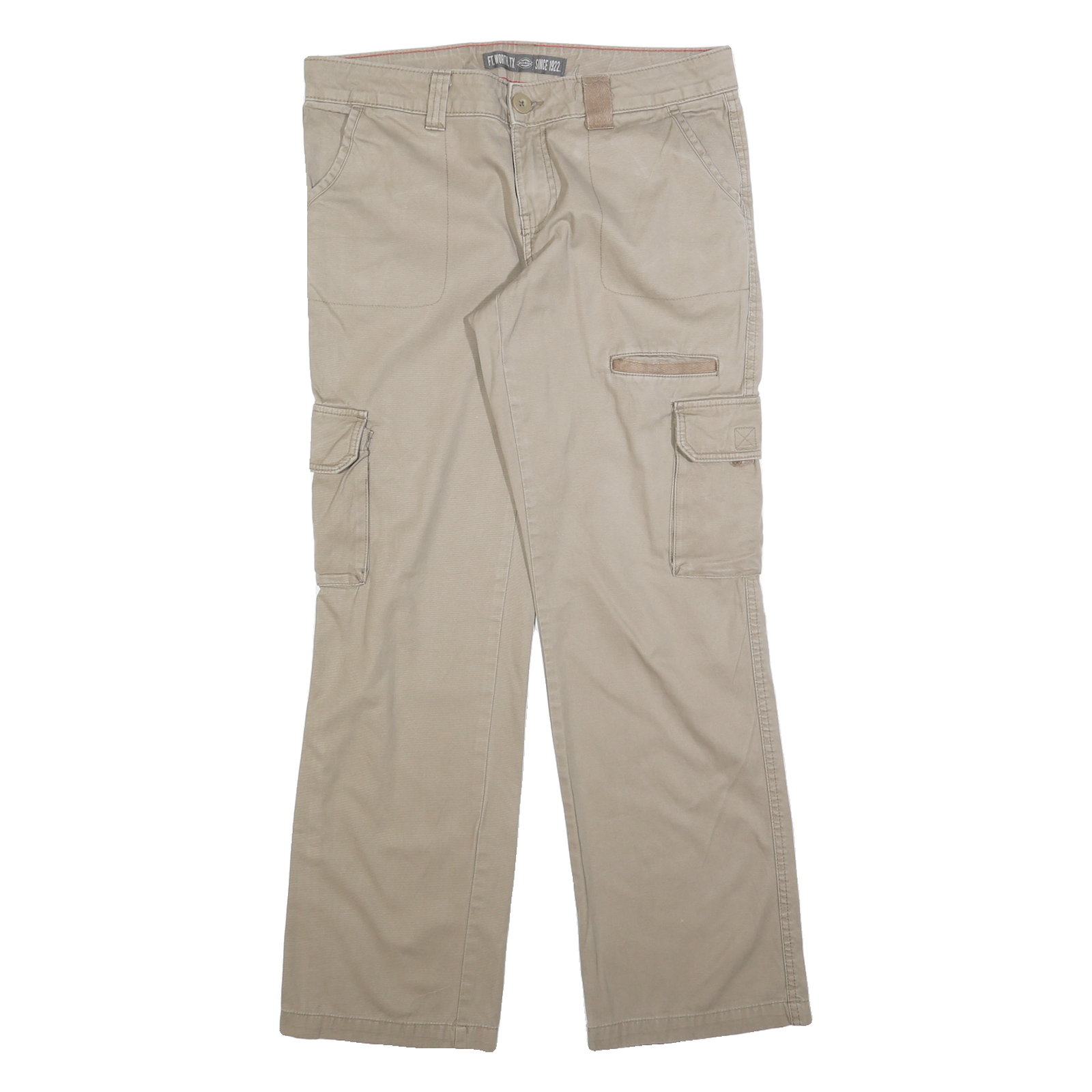 DICKIES Womens Relaxed Beige Cargo Trousers W32 L30 Cotton Blend Zip Pockets Refurbished - N/A refurbished available on Cerqular