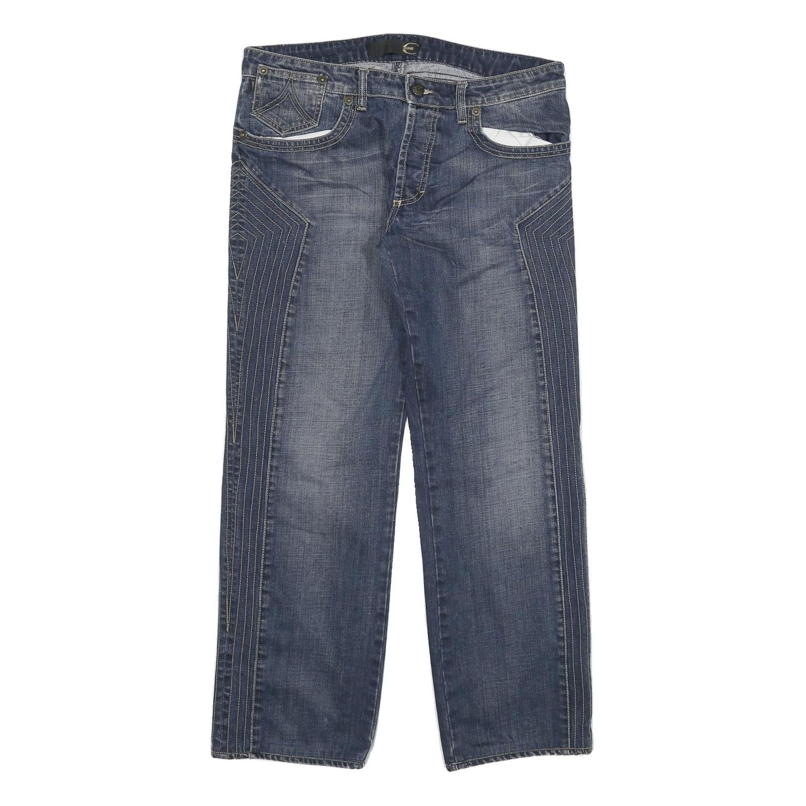 JUST CAVALLI Womens Blue Regular Straight Denim Medium W32 L29 Button Closure Refurbished - N/A refurbished available on Cerqular