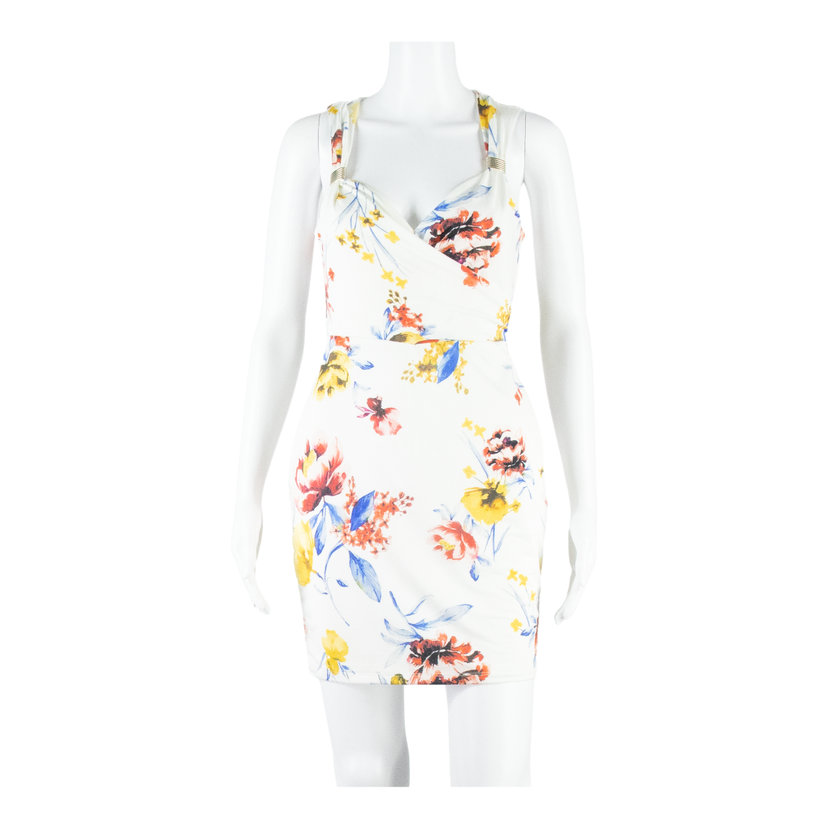 GUESS Womens Bodycon Dress White Floral Sleeveless Knee Length S Refurbished - N/A refurbished available on Cerqular