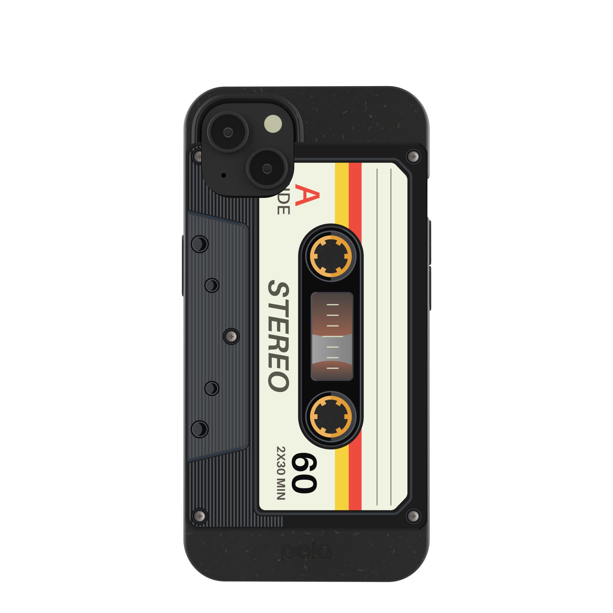 Black Cassette iPhone 13 Case Refurbished - Pela Case refurbished available on Cerqular