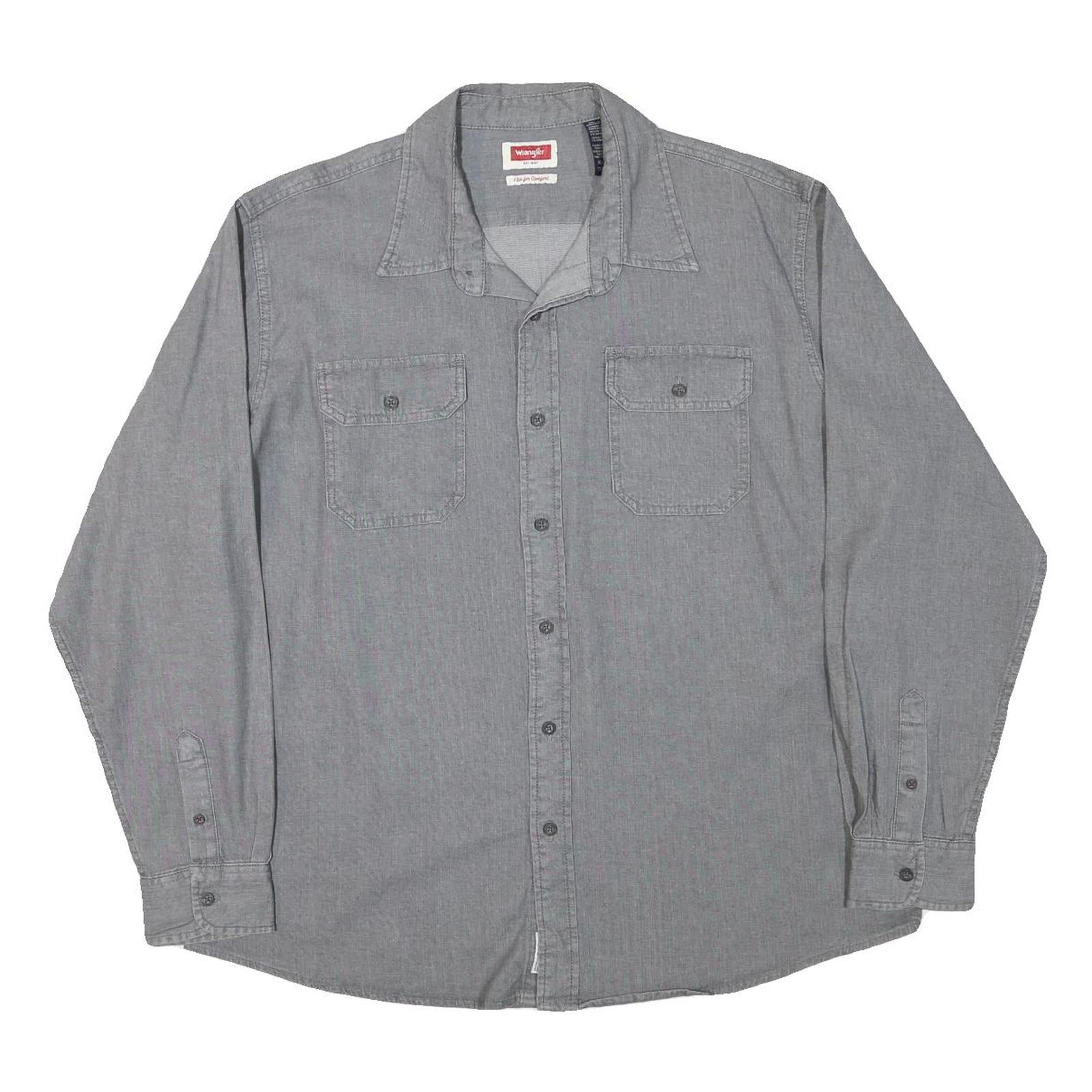 Buy WRANGLER Mens Grey Cotton Blend Shirt XL Button Pockets Casual Classic Refurbished - $36.39 WRANGLER Mens Grey Cotton Blend Shirt XL Button Pockets Casual Classic Refurbished - N/A refurbished available on Cerqular