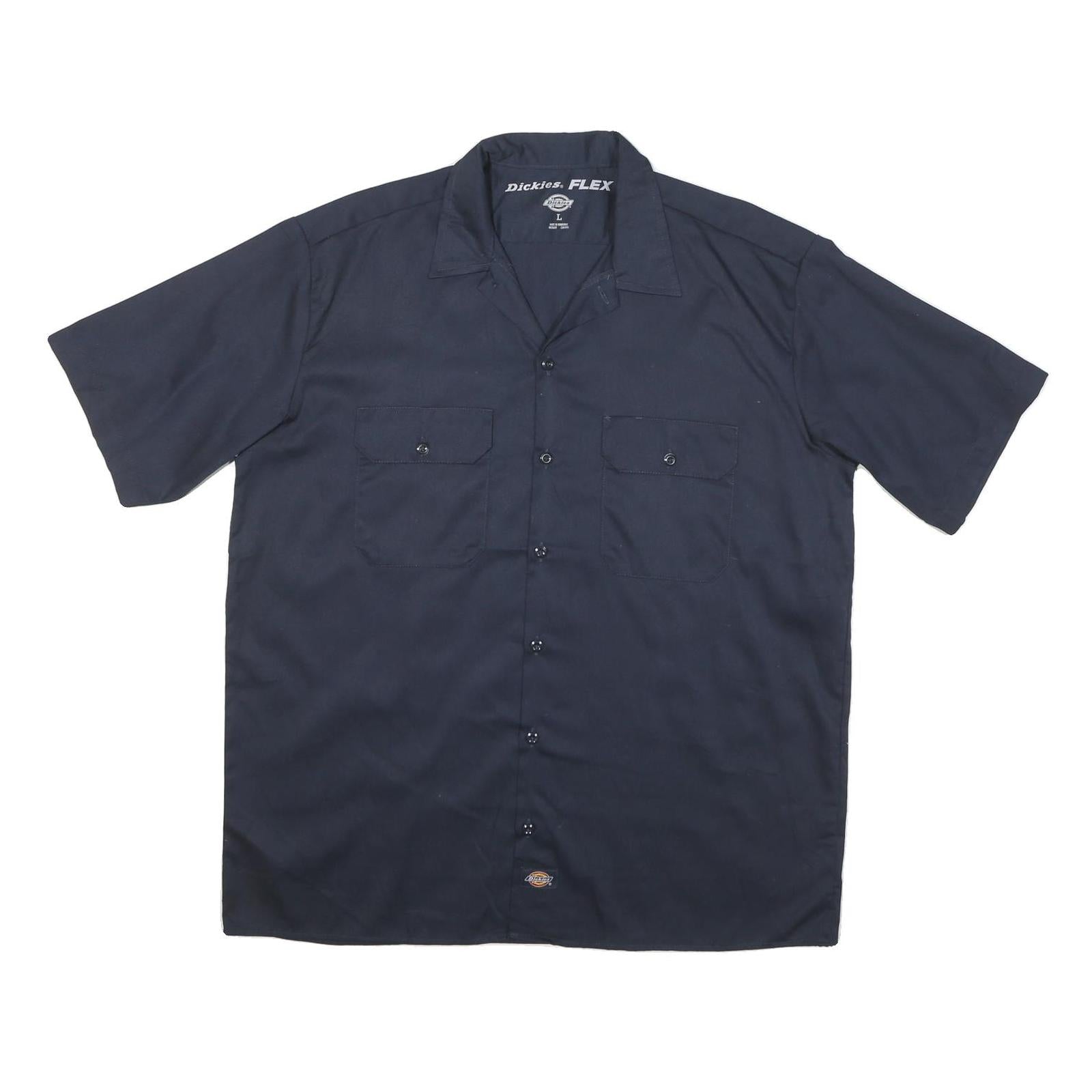 DICKIES Mens Navy Plain Cotton Blend Shirt L Workwear Button Pocket Refurbished - N/A refurbished available on Cerqular