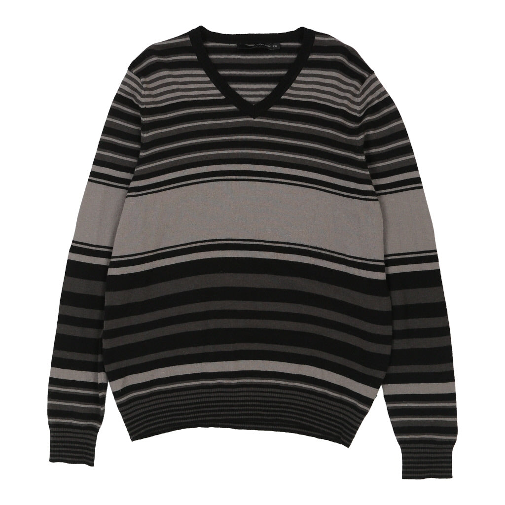Calvin Klein Jeans Striped Jumper - 2XL Black Wool Blend Refurbished - Thrifted (note: this is a term often used to describe second- refurbished available on Cerqular