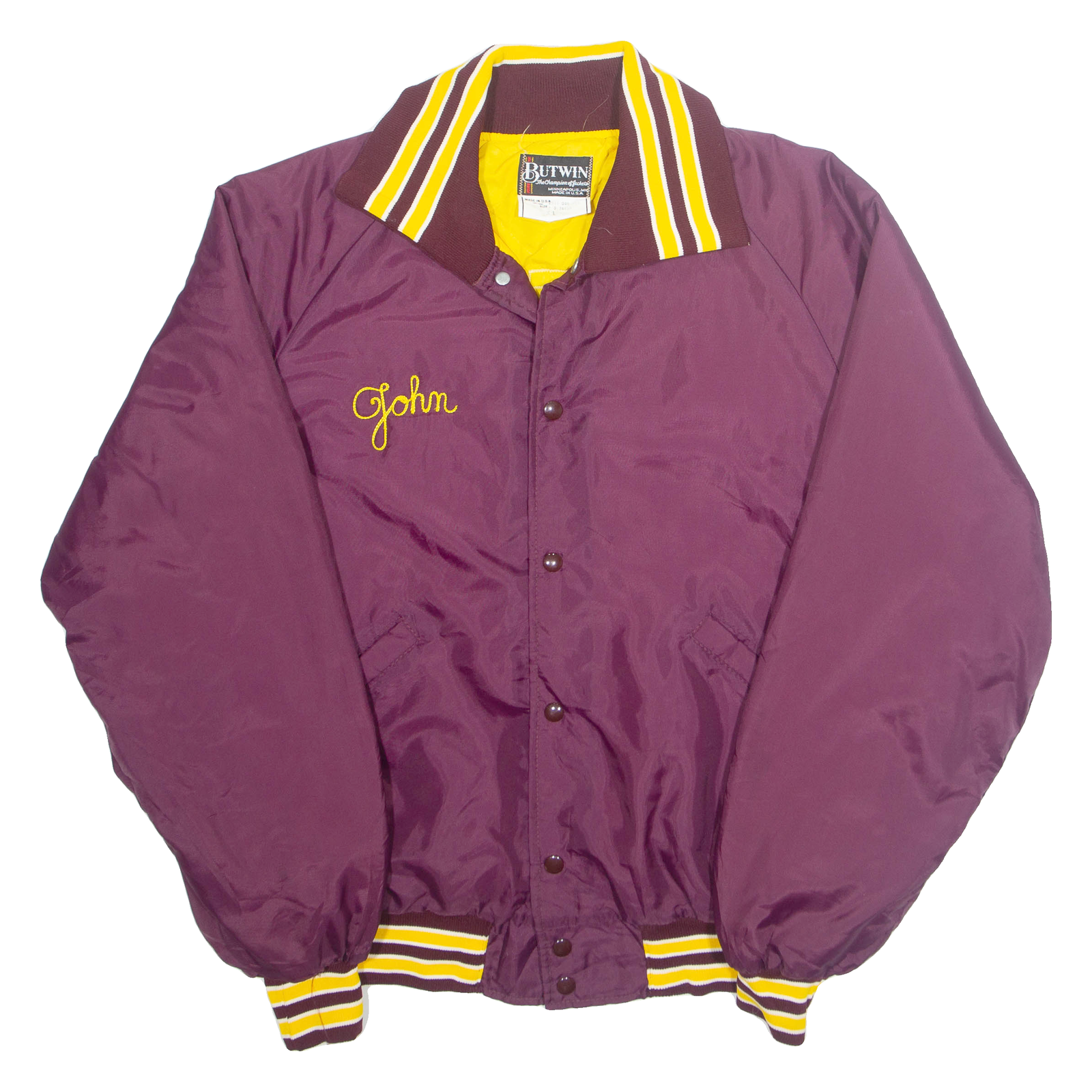 BUTWIN Mens Varsity Jacket Purple Nylon USA XL Refurbished - N/A refurbished available on Cerqular