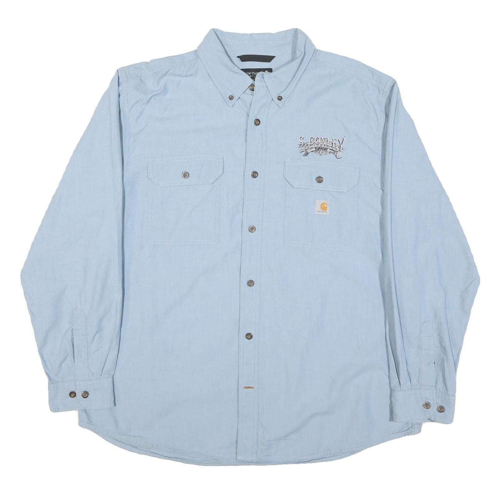 CARHARTT Mens Blue Cotton Blend Work Shirt XL Casual Button-Down Utility Refurbished - N/A refurbished available on Cerqular