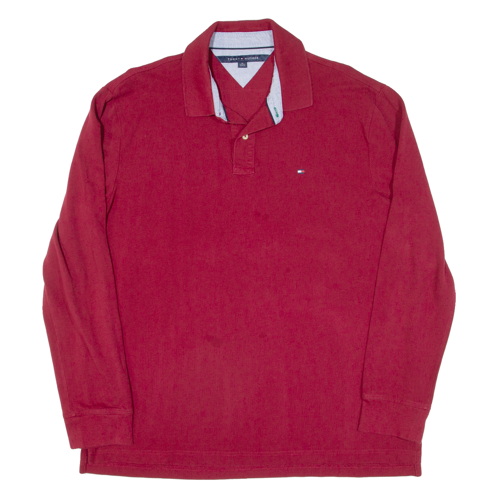 TOMMY HILFIGER Mens Polo Shirt Maroon Long Sleeve XL Refurbished - N/A refurbished available on Cerqular