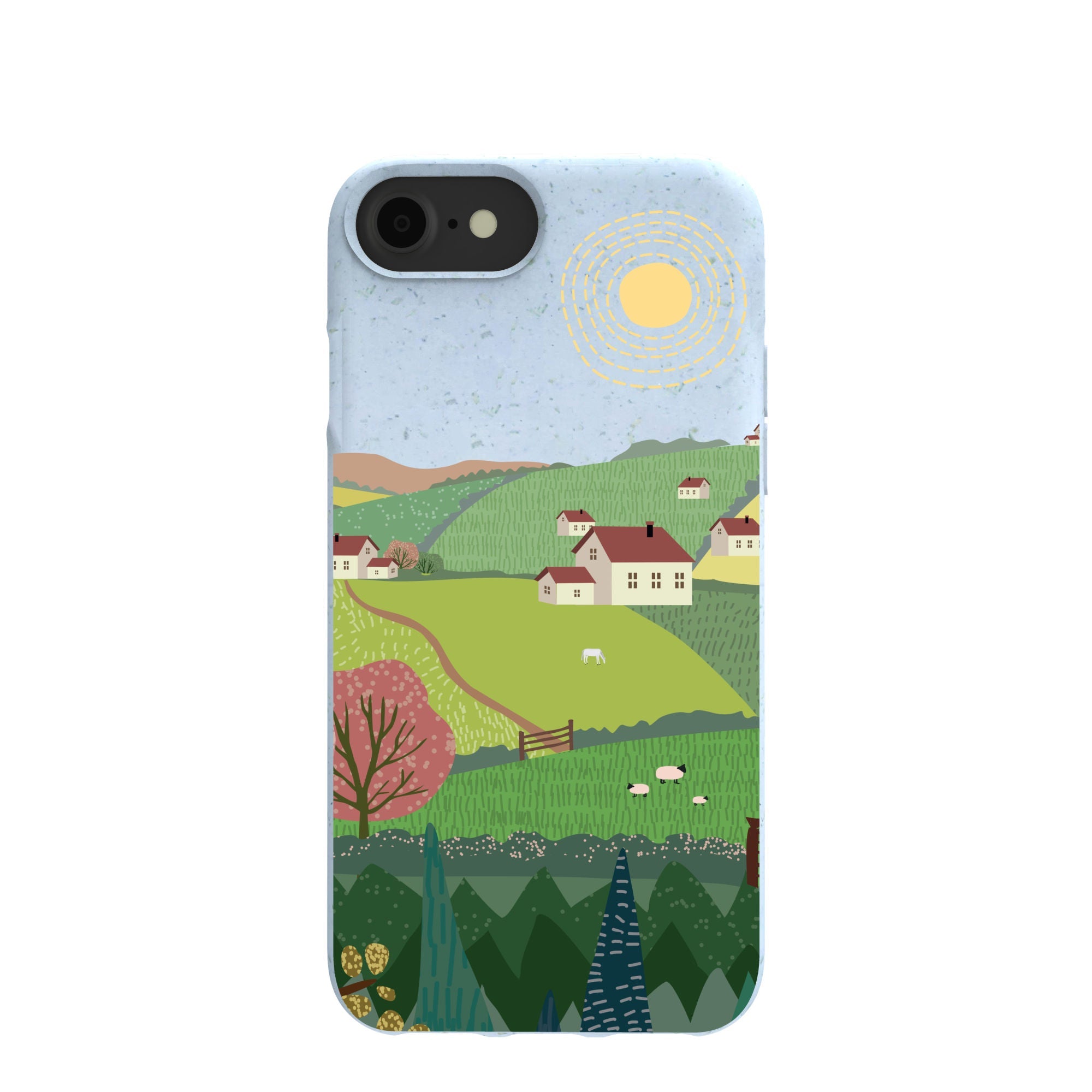 Powder Blue Sunny Countryside iPhone 6/6s/7/8/SE Case Refurbished - Pela Case refurbished available on Cerqular